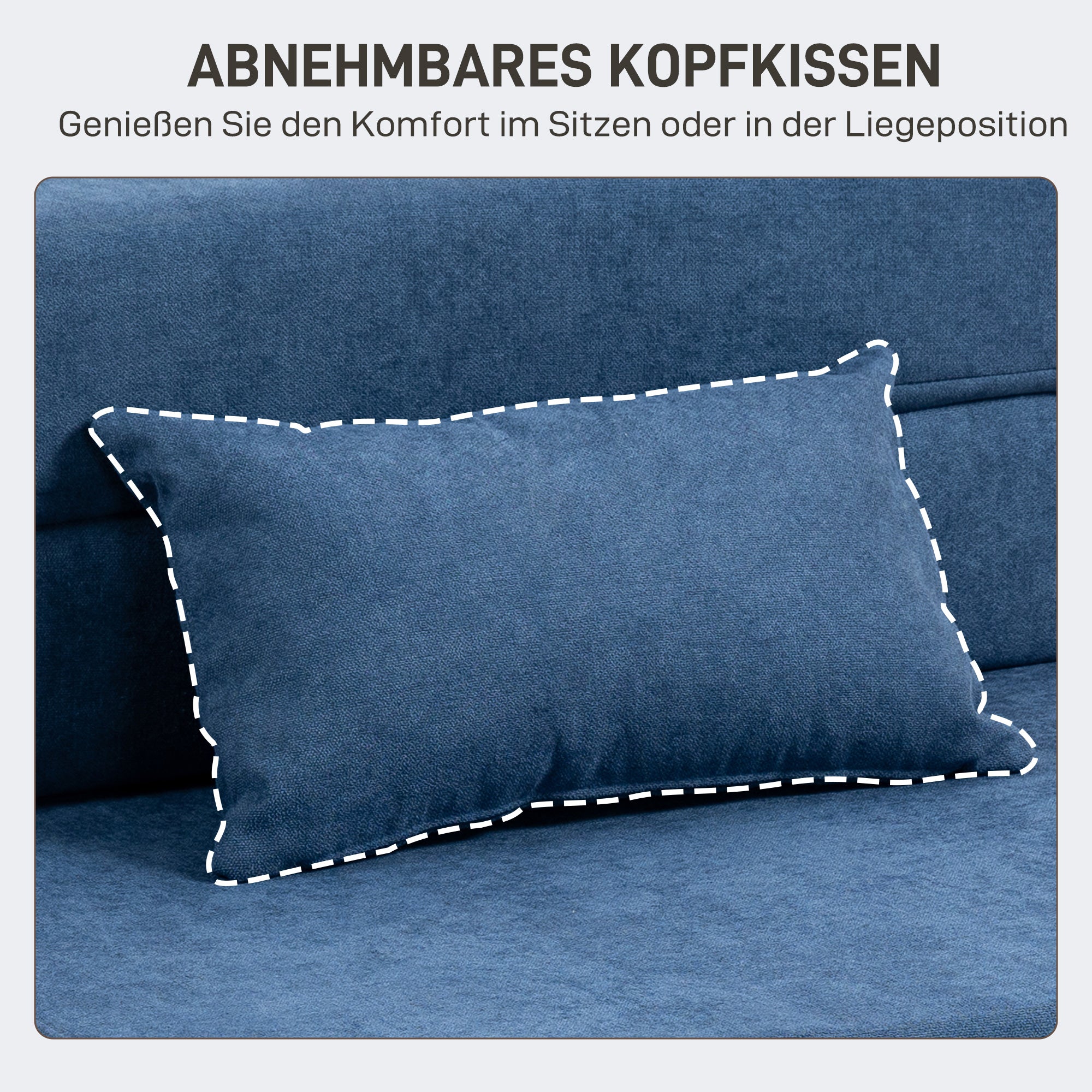 HOMCOM Bodensofa, Polstercouch, in Matratze umwandelbar, Schaumstoff, Kissen, Dunkelblau