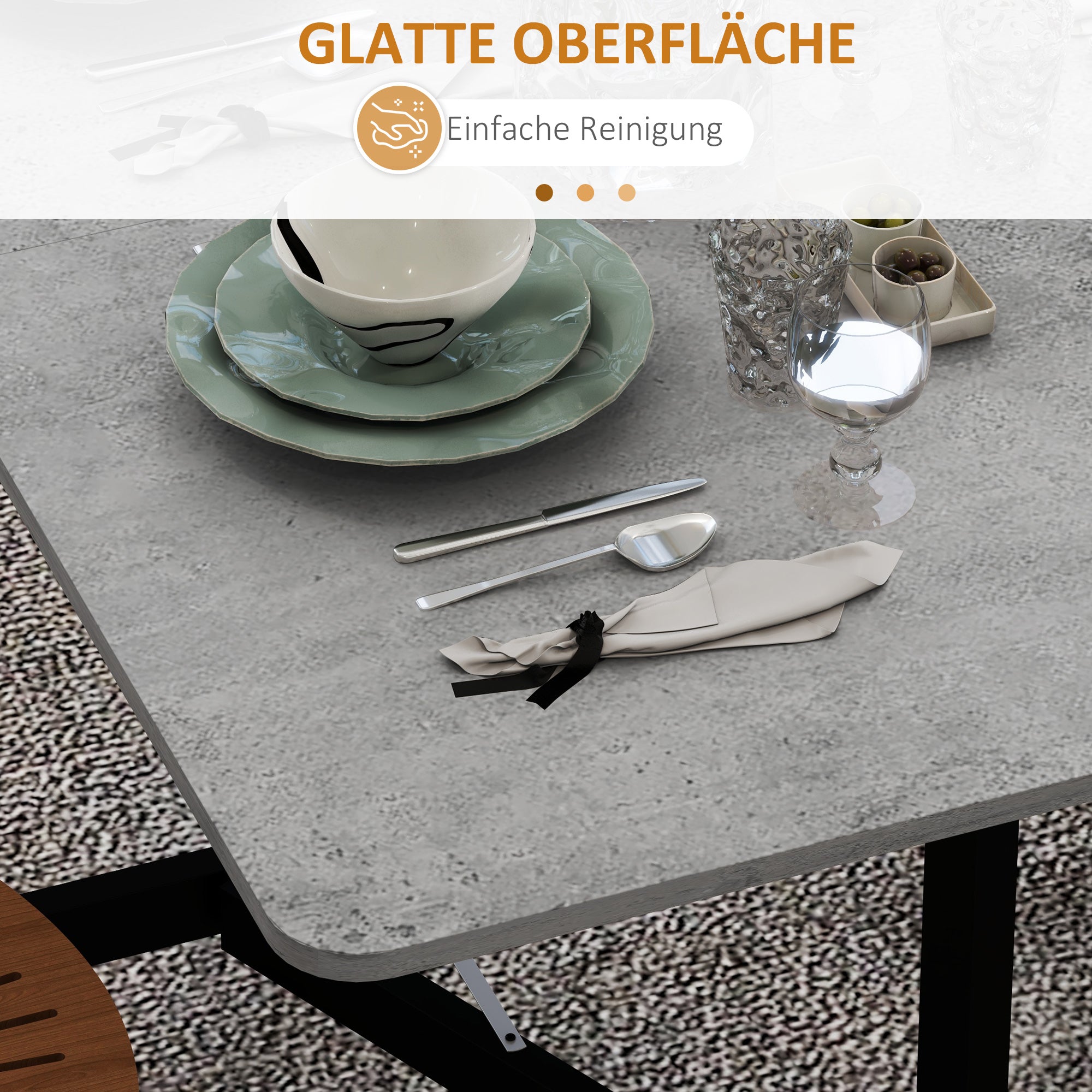 HOMCOM Esstisch für 4-6 Personen, Klapptisch mit Rollen, Stahlgestell, 52,5-120 x 80 x 73 cm, Grau