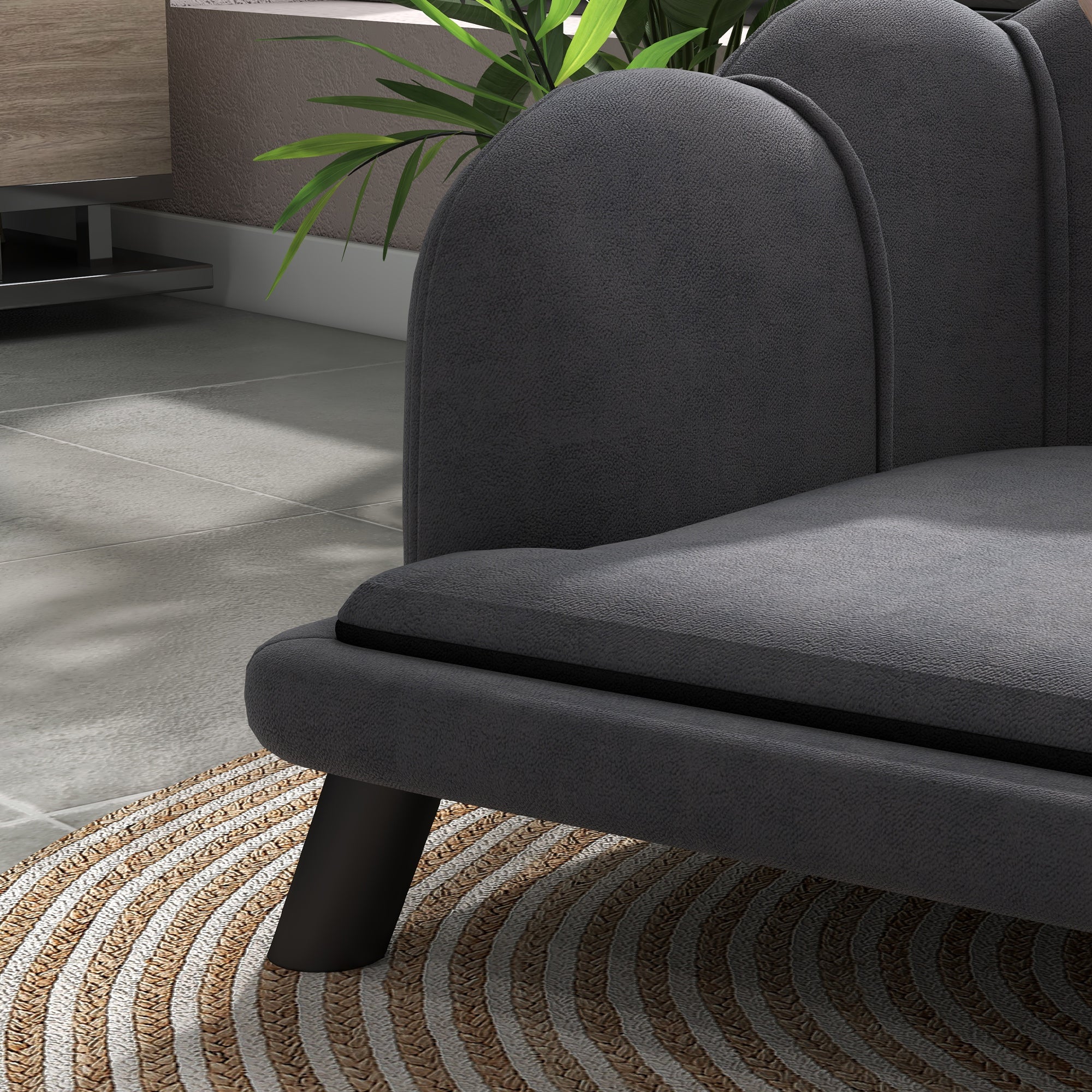 PawHut Hundesofa Hundecouch, Waschbarer Bezug, Haustiersofa mit Rückenlehne und Holzbeine, Katzensofa, für mittelgroße Hunde unter 25 kg, Dunkelgrau