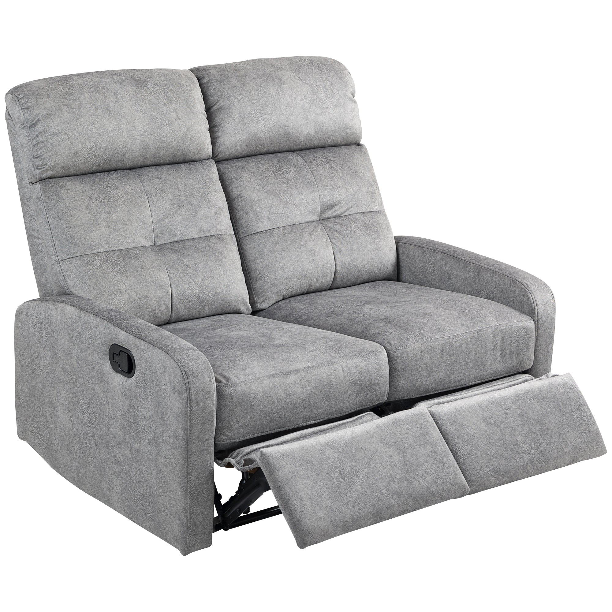 HOMCOM Doppelsitz-Sessel, Relaxsessel mit verstellbarer Doppellehne und Fußablage, für Wohnzimmer, Stoffbezug, Grau