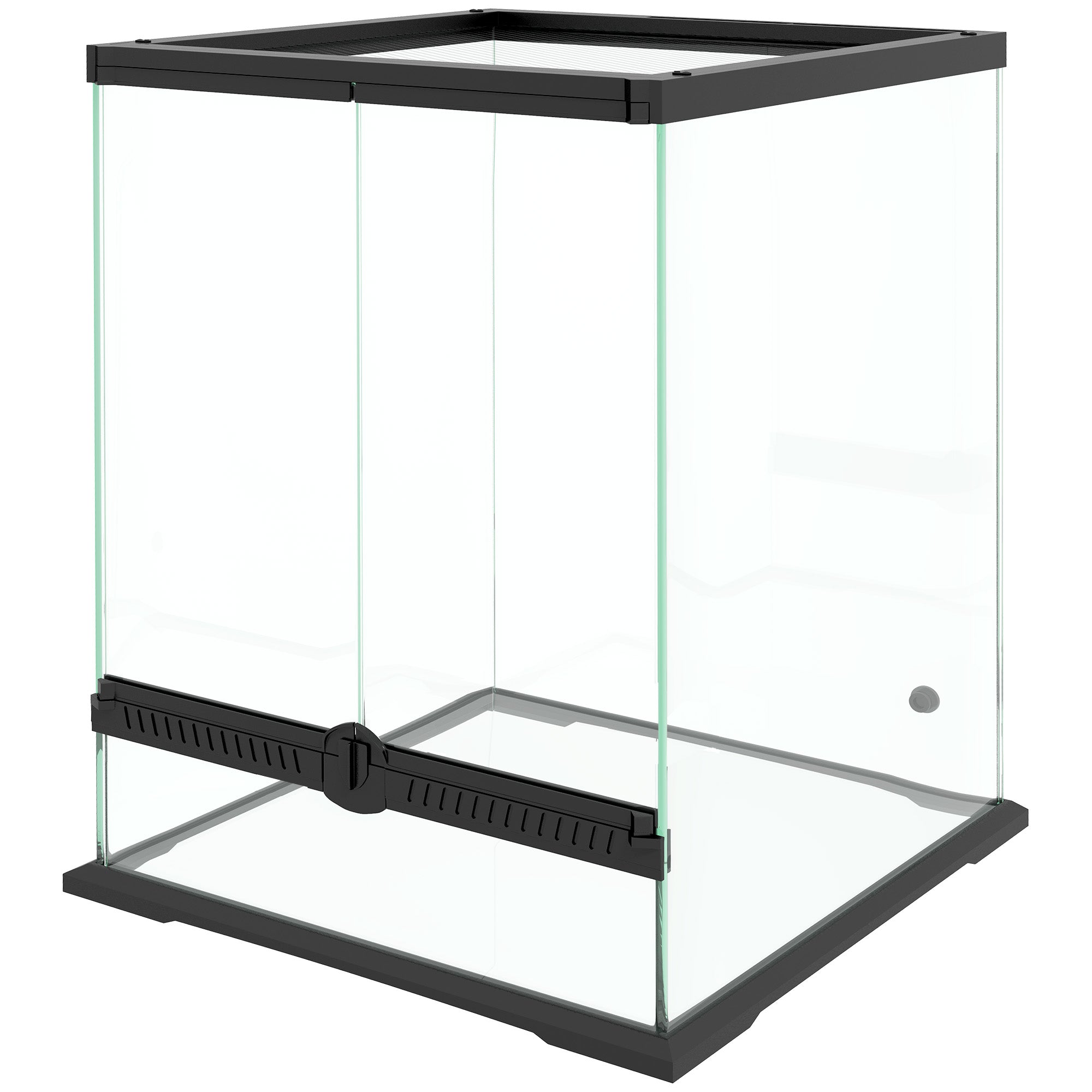 PawHut Terrarium, Glasgehäuse, verriegelbar, Kabelmanagement, 45x45x60cm, Schwarz