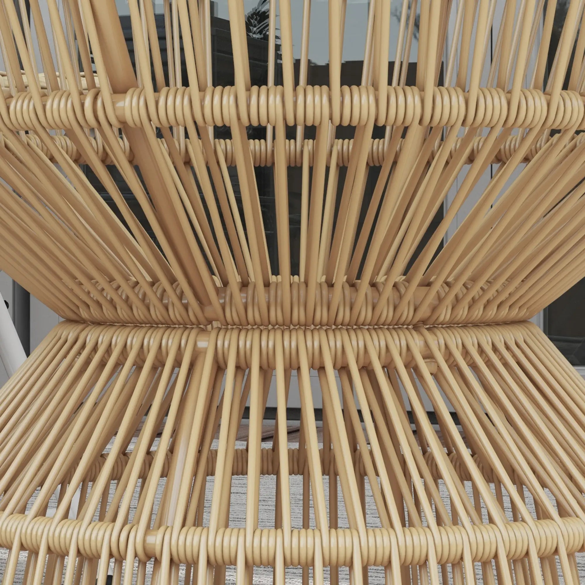 Outsunny Gartentisch Beistelltisch Boho-Stil Hartglas Rattan