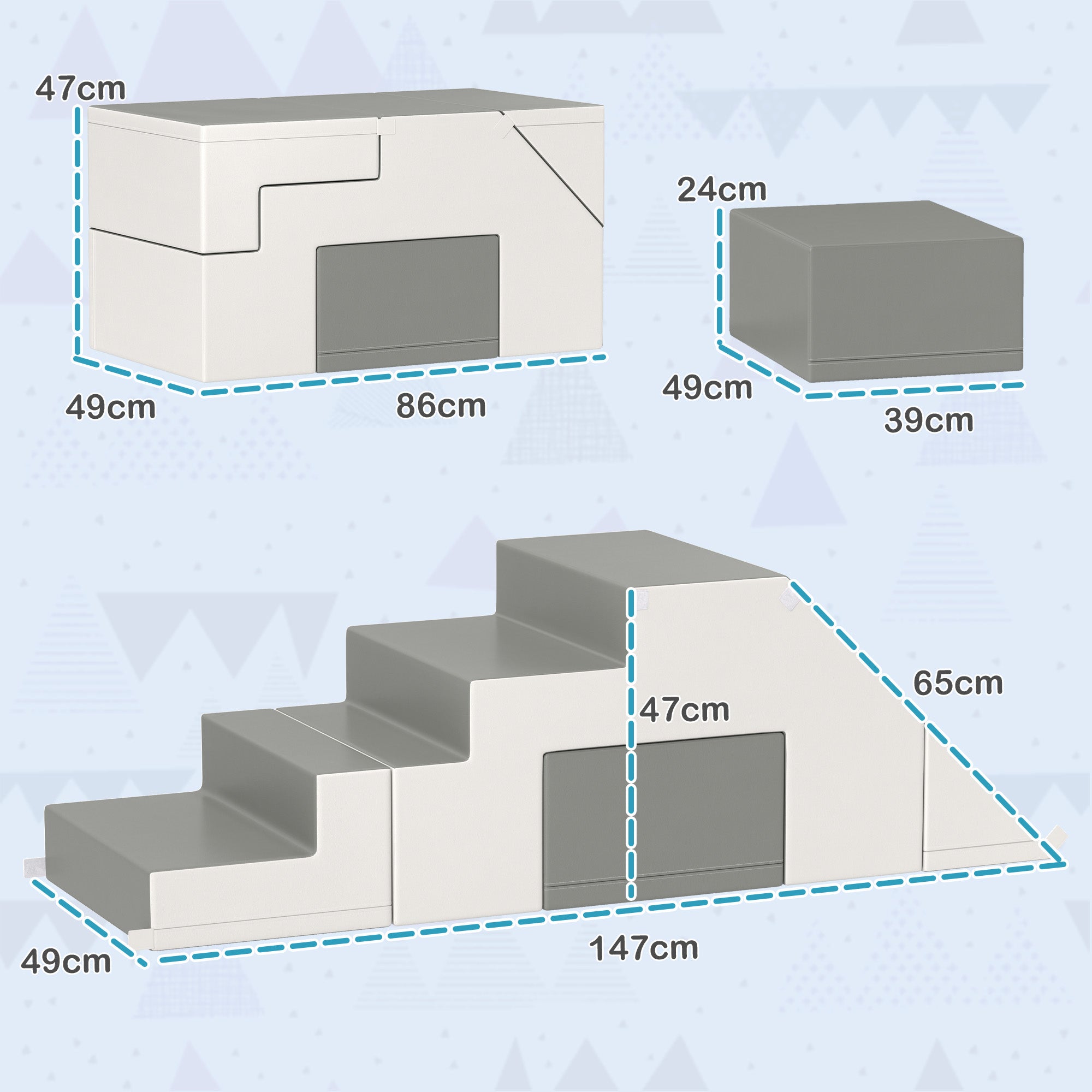 HOMCOM Kletter- und Rutschspielzeug für Kinder, fördert Motorik, Kunstleder, EPE-Schaum, 86x49x47 cm, Grau
