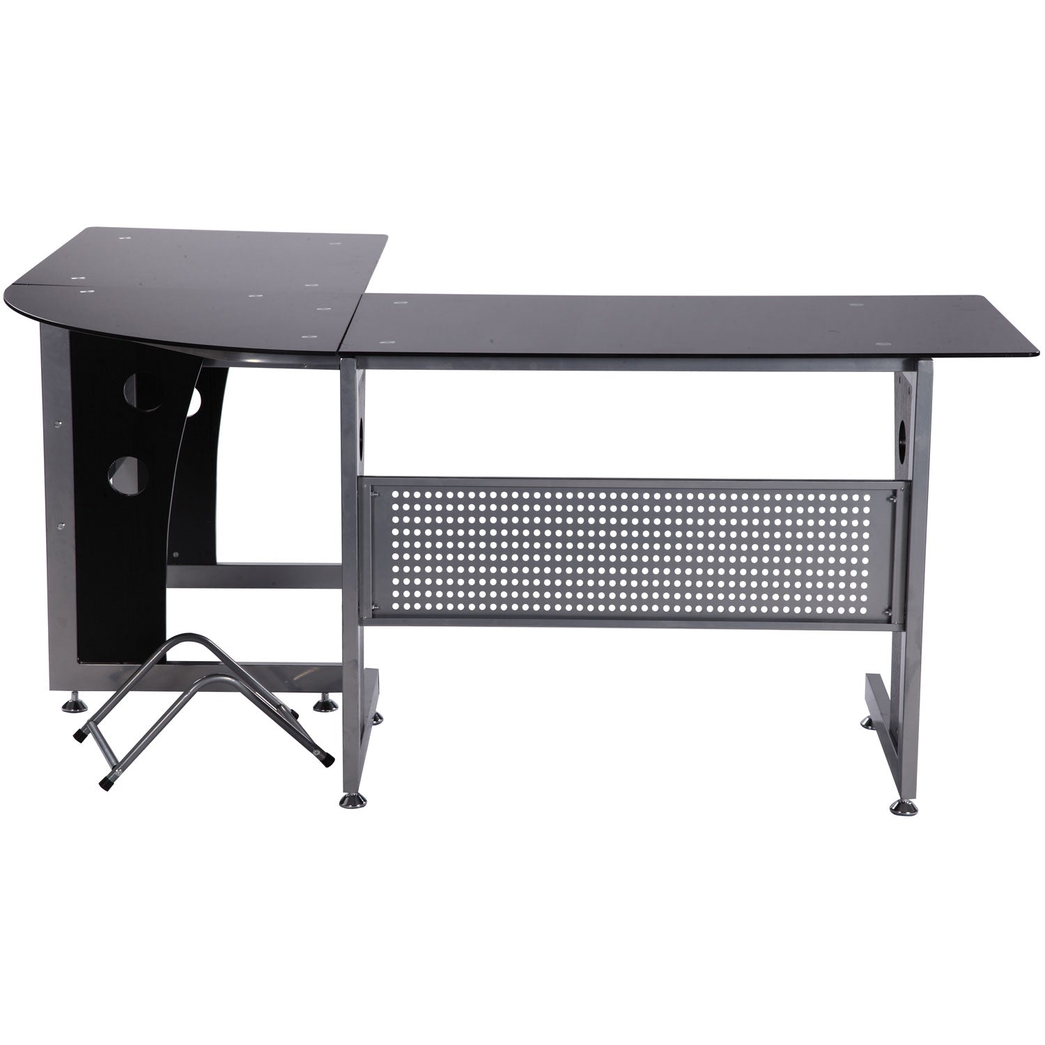 HOMCOM Computertisch Eckschreibtisch Schreibtisch Bürotisch PC Tisch mit schwarzem Sicherheitsglas L-förmig 164x139x75 cm