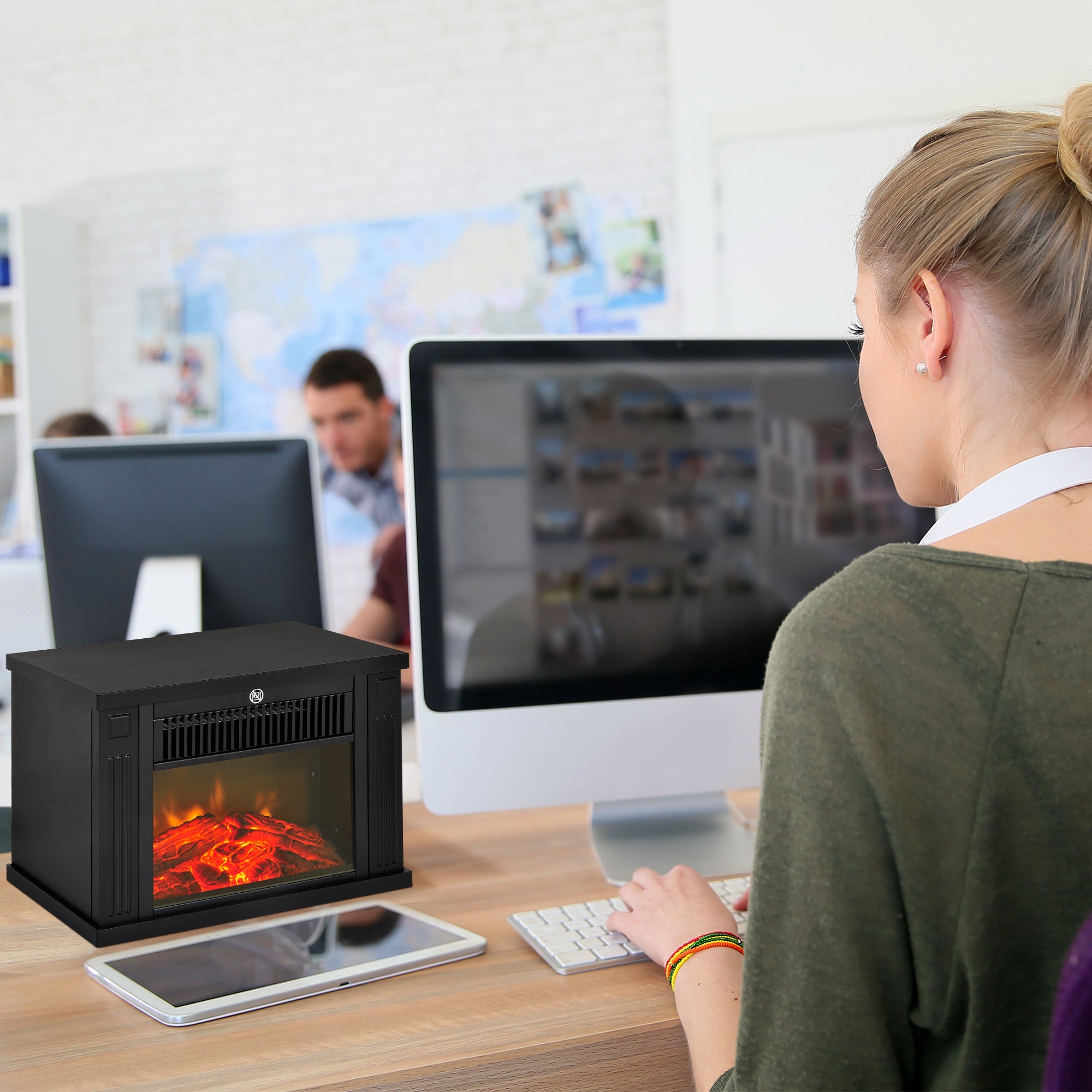 HOMCOM Elektrokamin mit Flammeneffekt & 2 Heizstufen