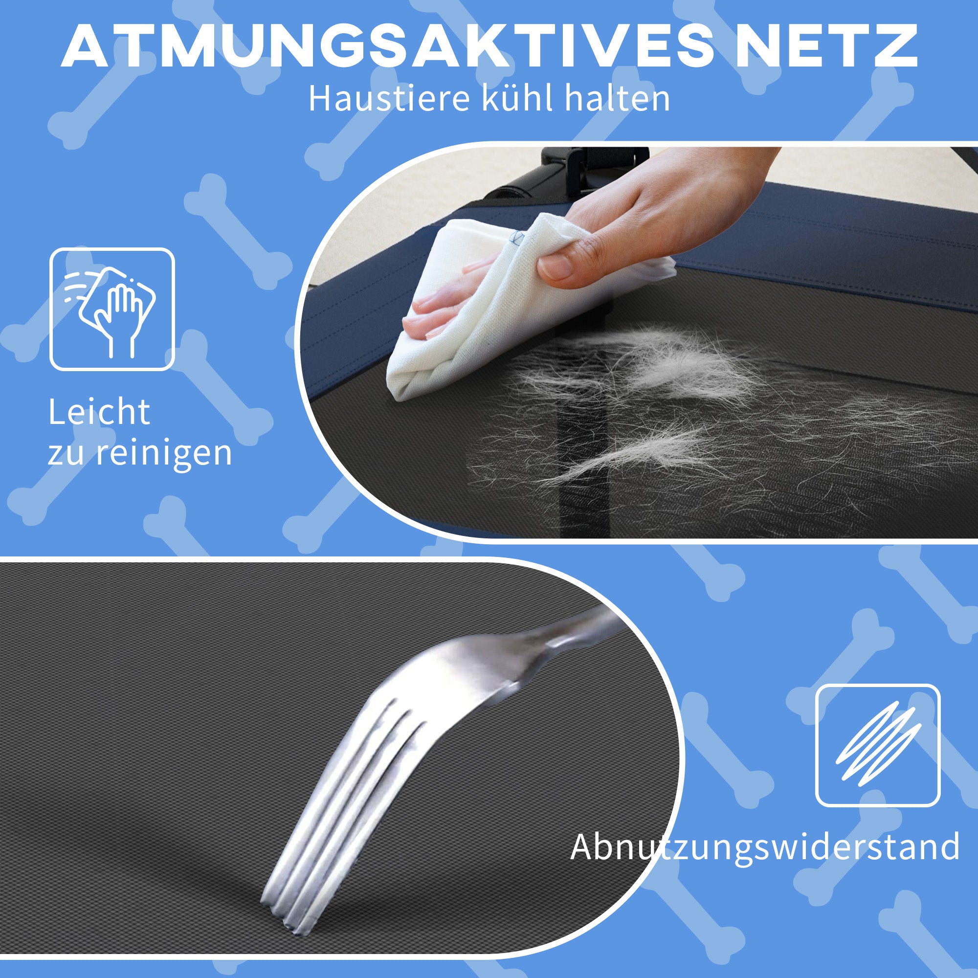 PawHut Hundebett mit Dach, atmungsaktiv, wasserabweisend, bis 20 kg, 76 x 61 x 69,5 cm, Dunkelblau