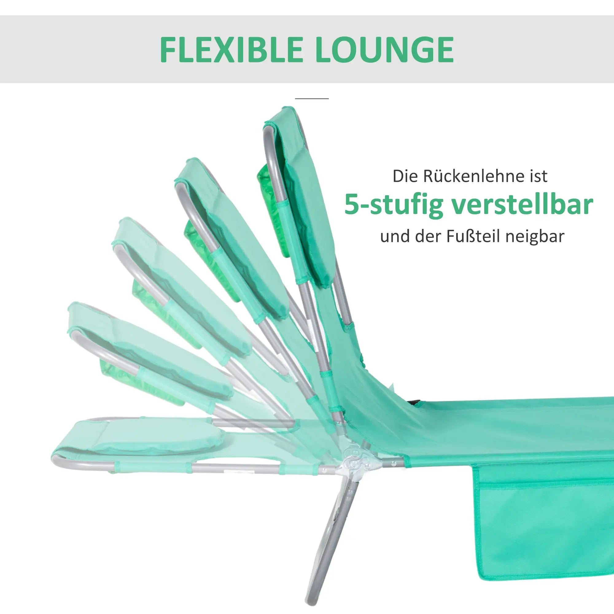 Outsunny klappbare Sonnenliege Grün mit Lesefenster