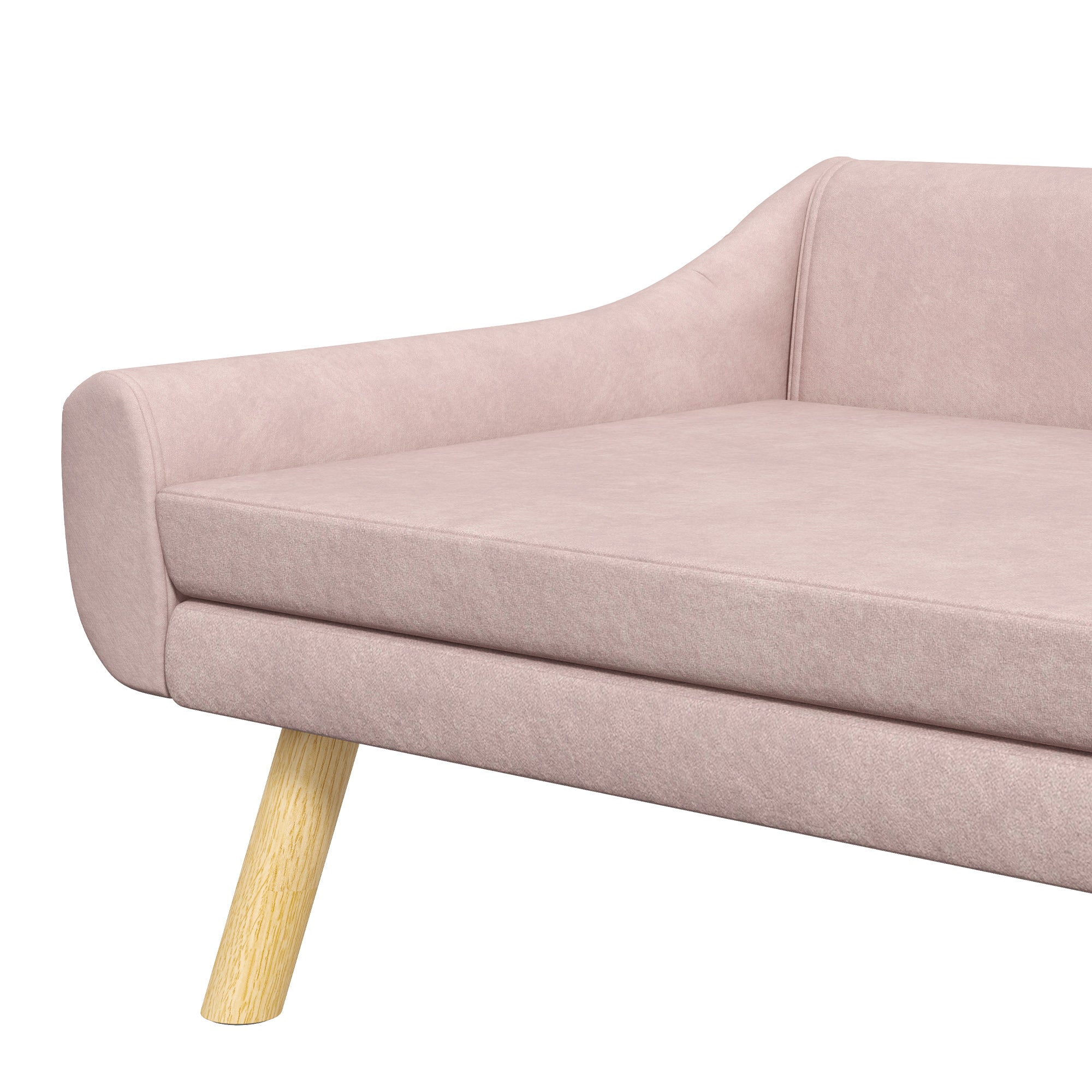 PawHut Haustiersofa Hundesofa, Skandidesign, abnehmbares Polster, Samtoptik, 102 cm x 58,5 cm x 42,5 cm, Rosa + Natur