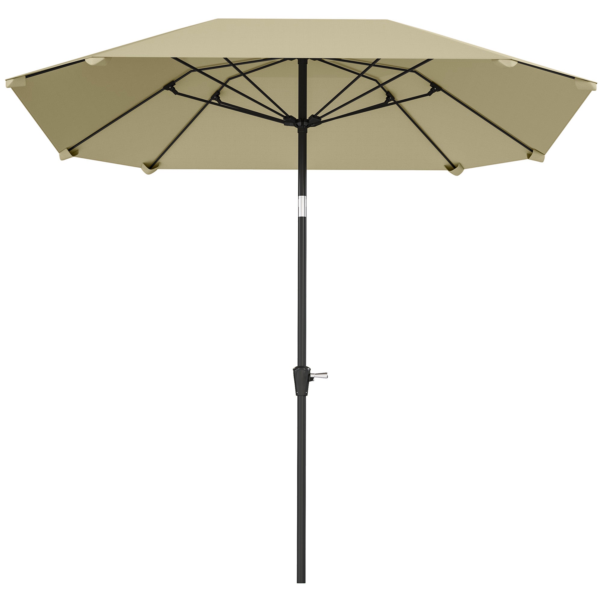Outsunny 2,3 m Sonnenschirm ohne Basis, Verstellbarer Terrassenschirm mit Kurbel, Polyester, Aluminium, Fiberglas, Beige