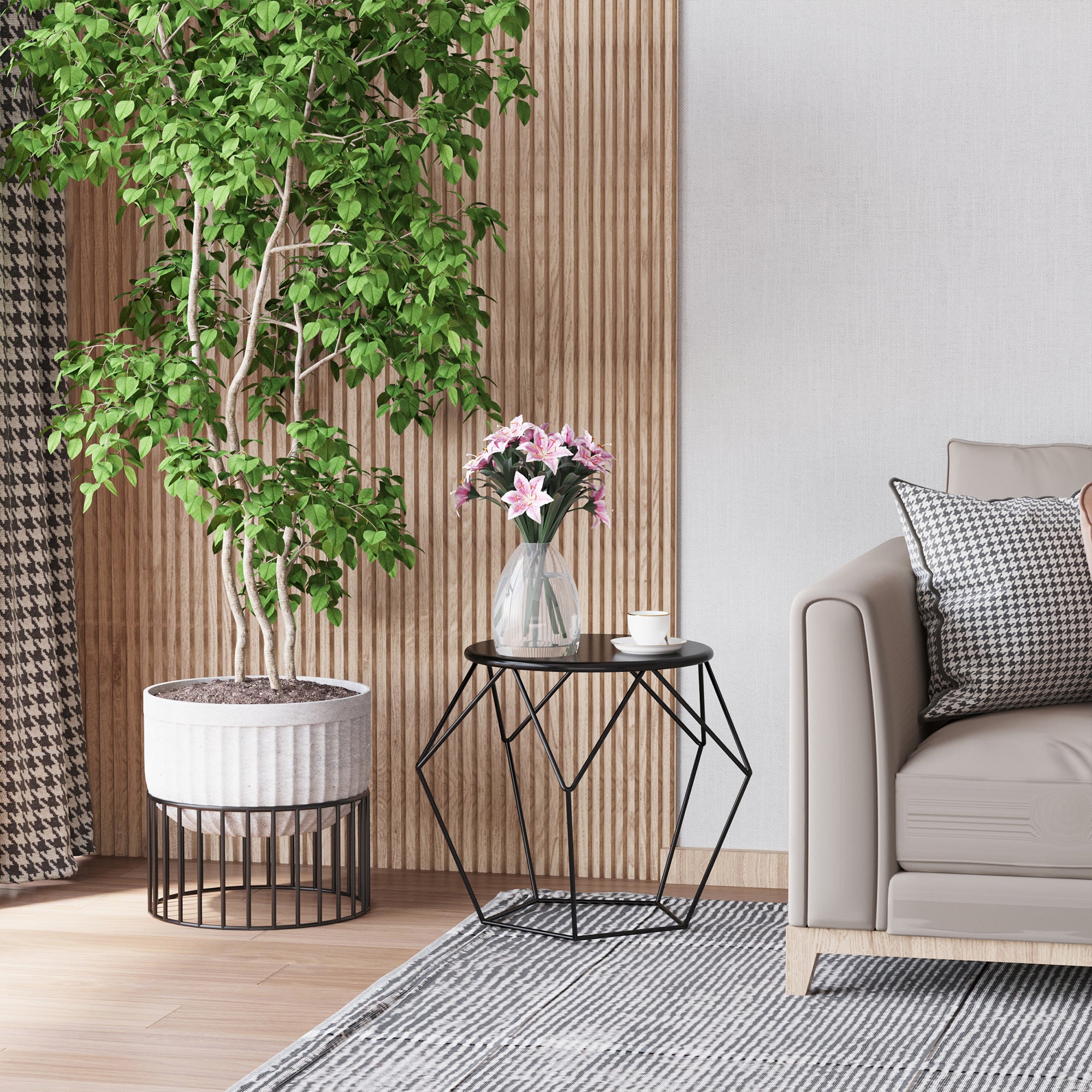 HOMCOM Couchtisch im Industrie-Design, Couchtisch, Metalltisch, Schwarz