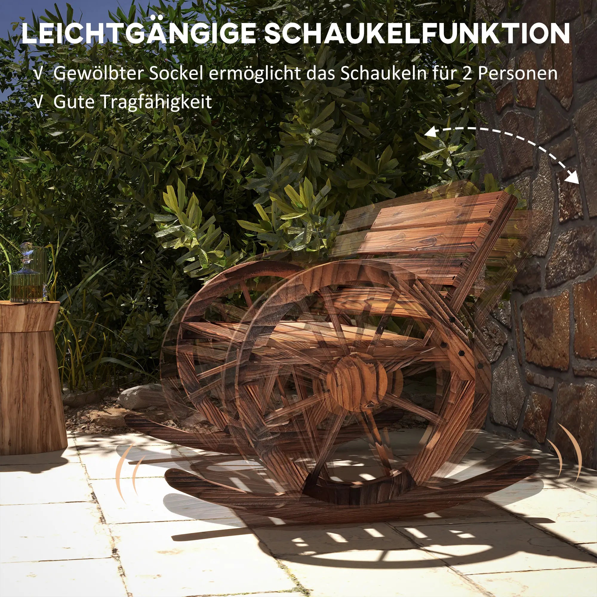 Outsunny 2-Sitzer Schaukelbank aus Holz im rustikalen Design