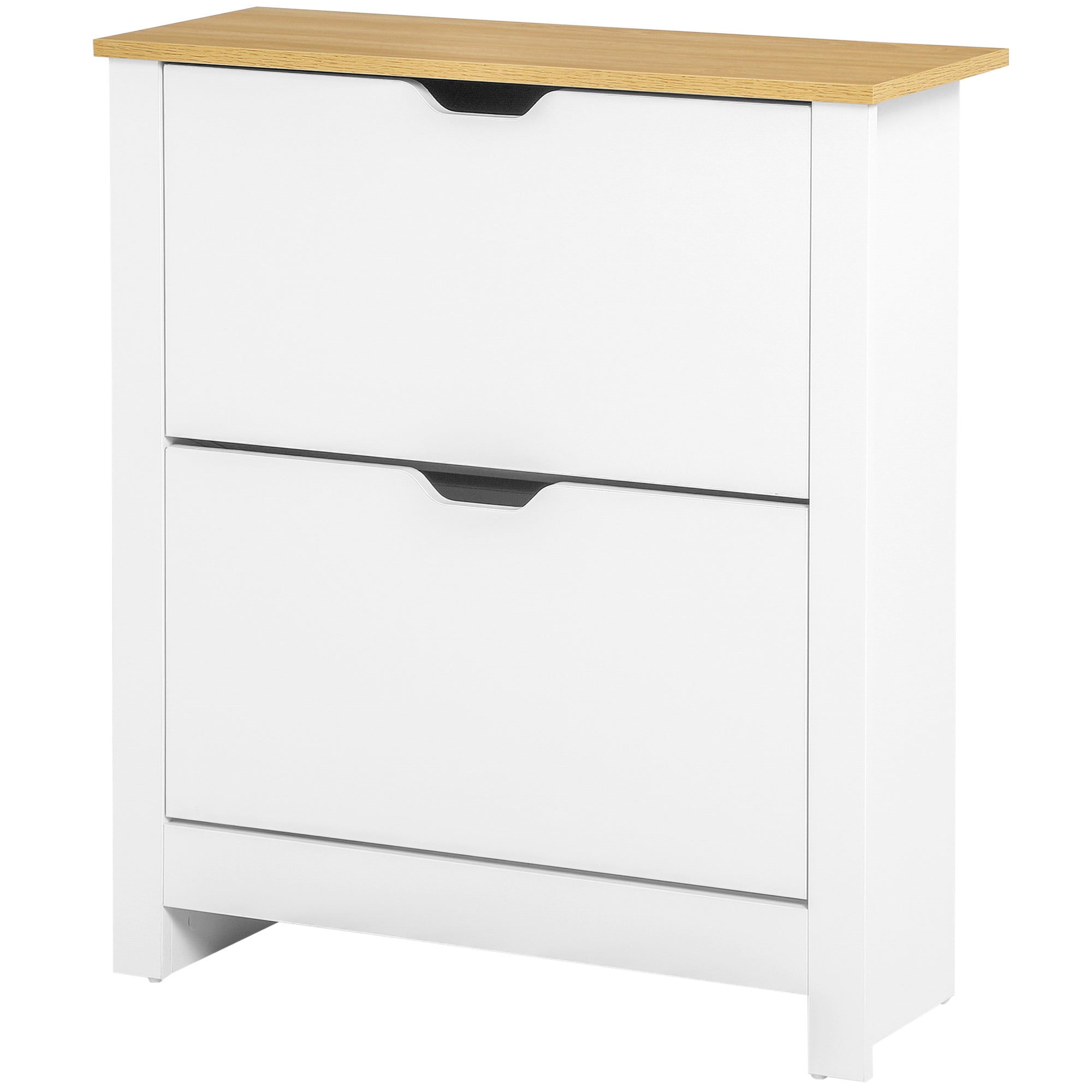 HOMCOM Schuhschrank Schruhregal Schuhaufbewahrung, 2 Fächer, 12 Paar Schuhe, 72 cm x 26 cm x 80 cm, Weiß + Braun