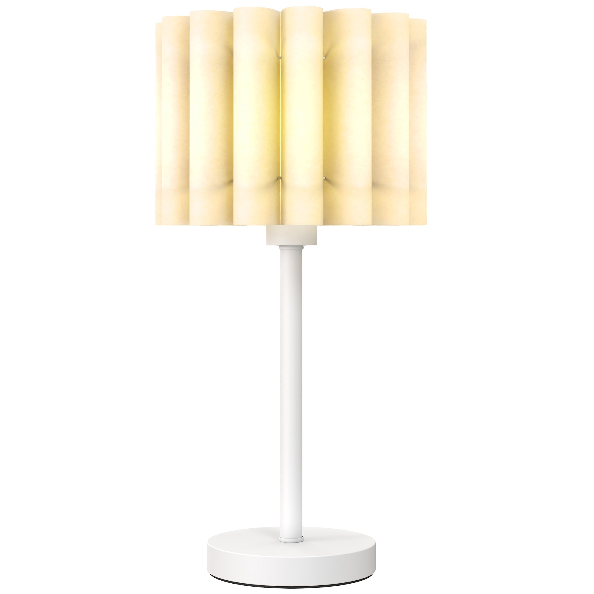 HOMCOM Tischlampe im Retro-Stil, Nachttischlampe, Kunststoff-Schirm, Knopfschalter, Weiß