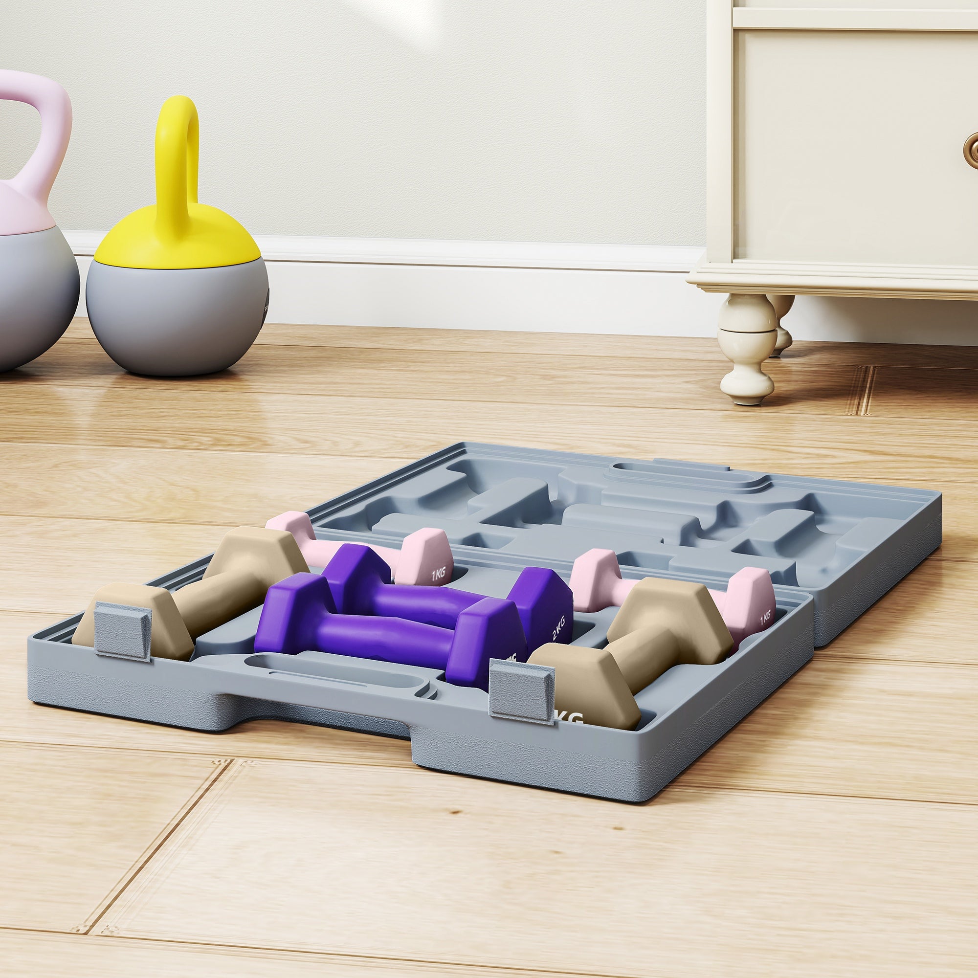 SPORTNOW Hantelset, 6er Set Hanteln mit Gewichten, Kurzhantelset aus Stahl, 1kg, 2kg, 3kg