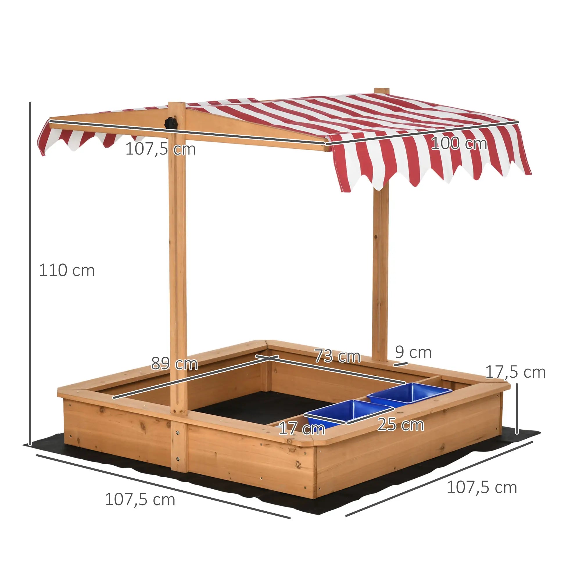 Outsunny Sandkasten mit höhenverstellbarem Dach – Natur