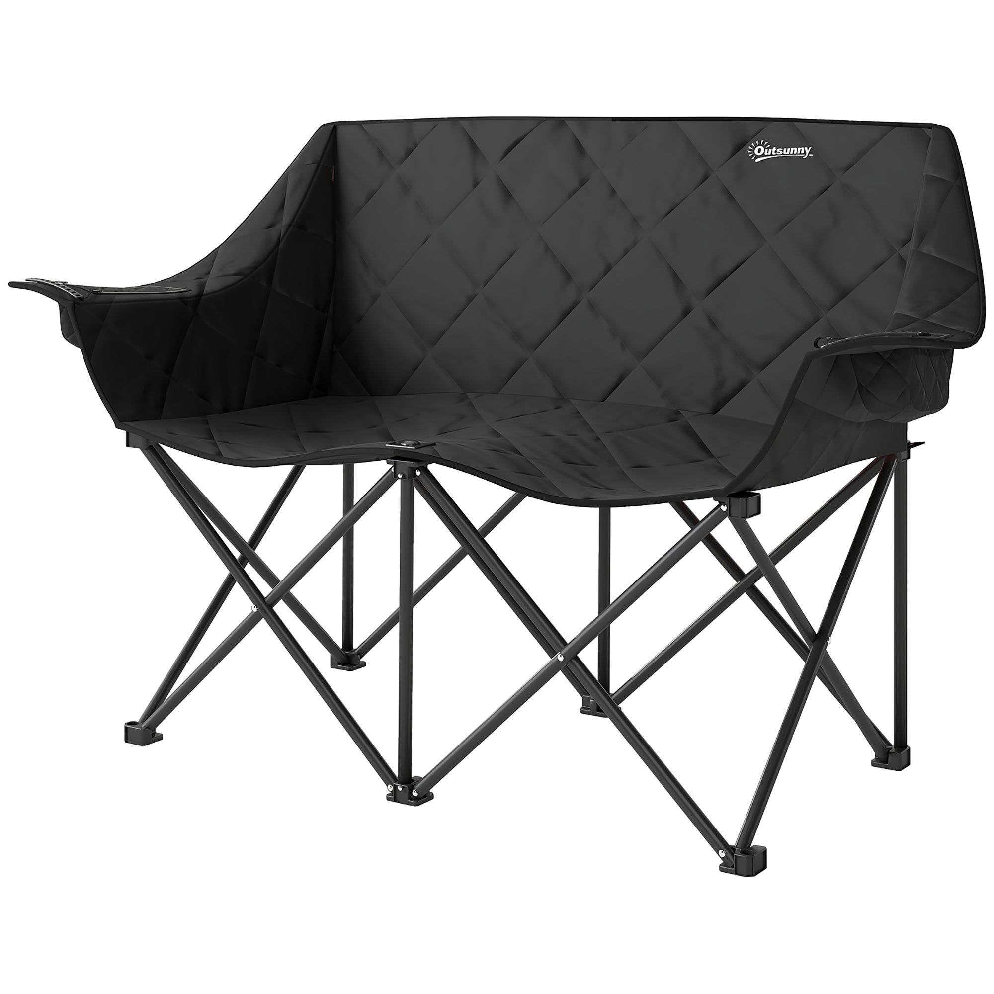 Outsunny Faltstuhl faltbar 2 Sitzer Campingstuhl mit Tragetasche Outdoor bis 250kg belastbar 145 x 60 x 92 cm Schwarz