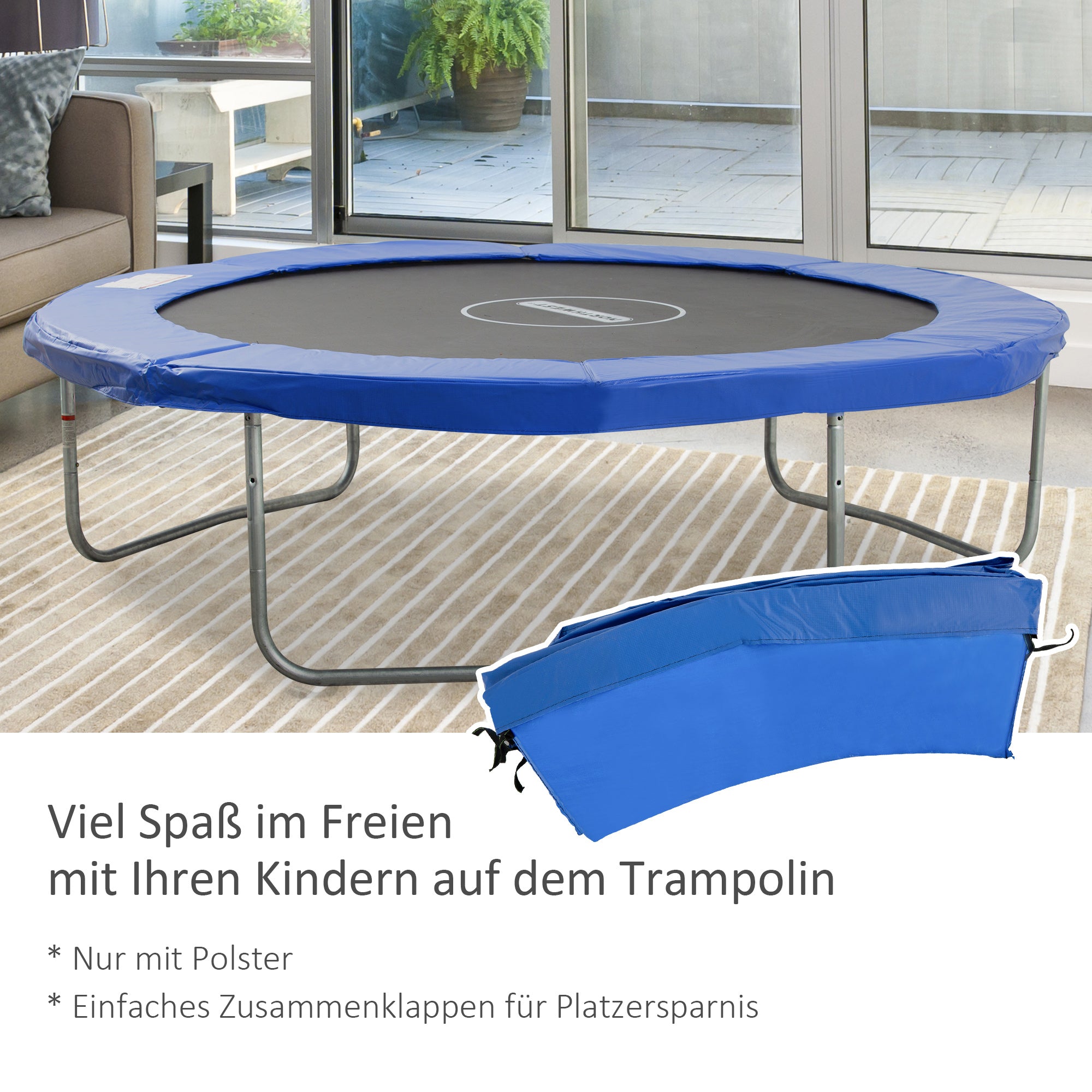 HOMCOM Trampolin Randabdeckung Ø244 cm breit Federabdeckung, Trampolinzubehör Randschutz Sicherheitsnetz Ersatzteile für Gartentrampoline, Blau