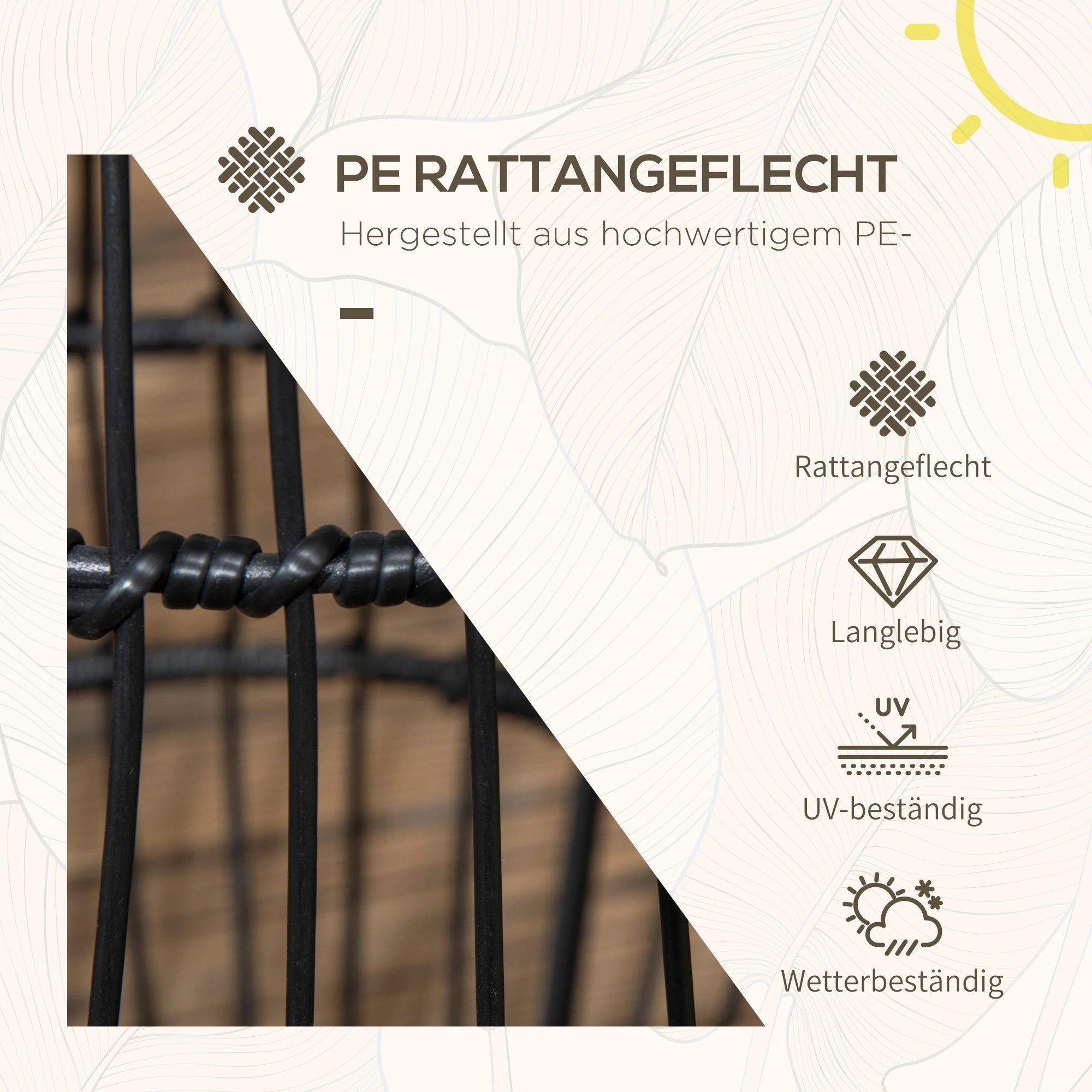 Outsunny Solar Gartenleuchte Rattanoptik warmweiß LED Außen