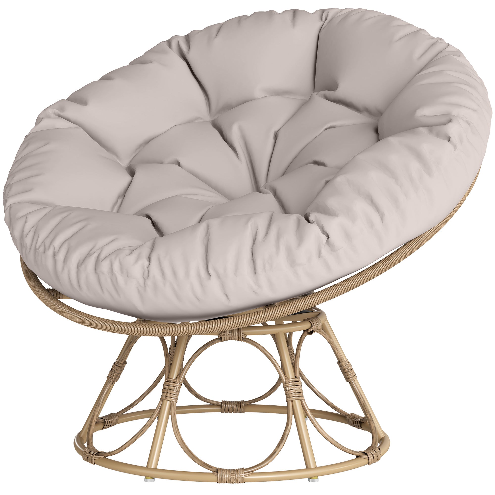 Outsunny Papasansessel Rattan 360° drehbar Korbsessel mit Sitzkissen runder Outdoor