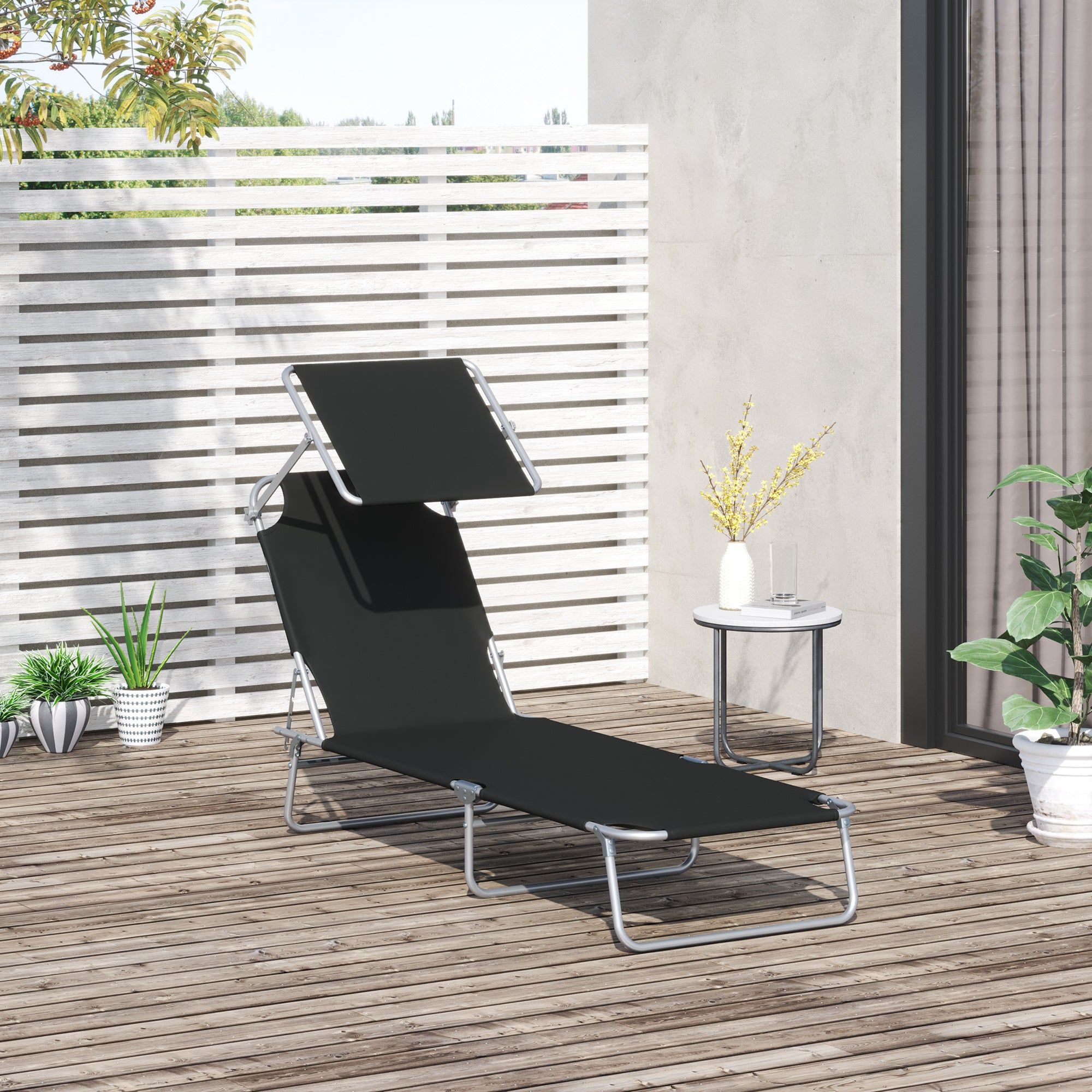 Outsunny klappbare Sonnenliege mit Sonnenschutz
