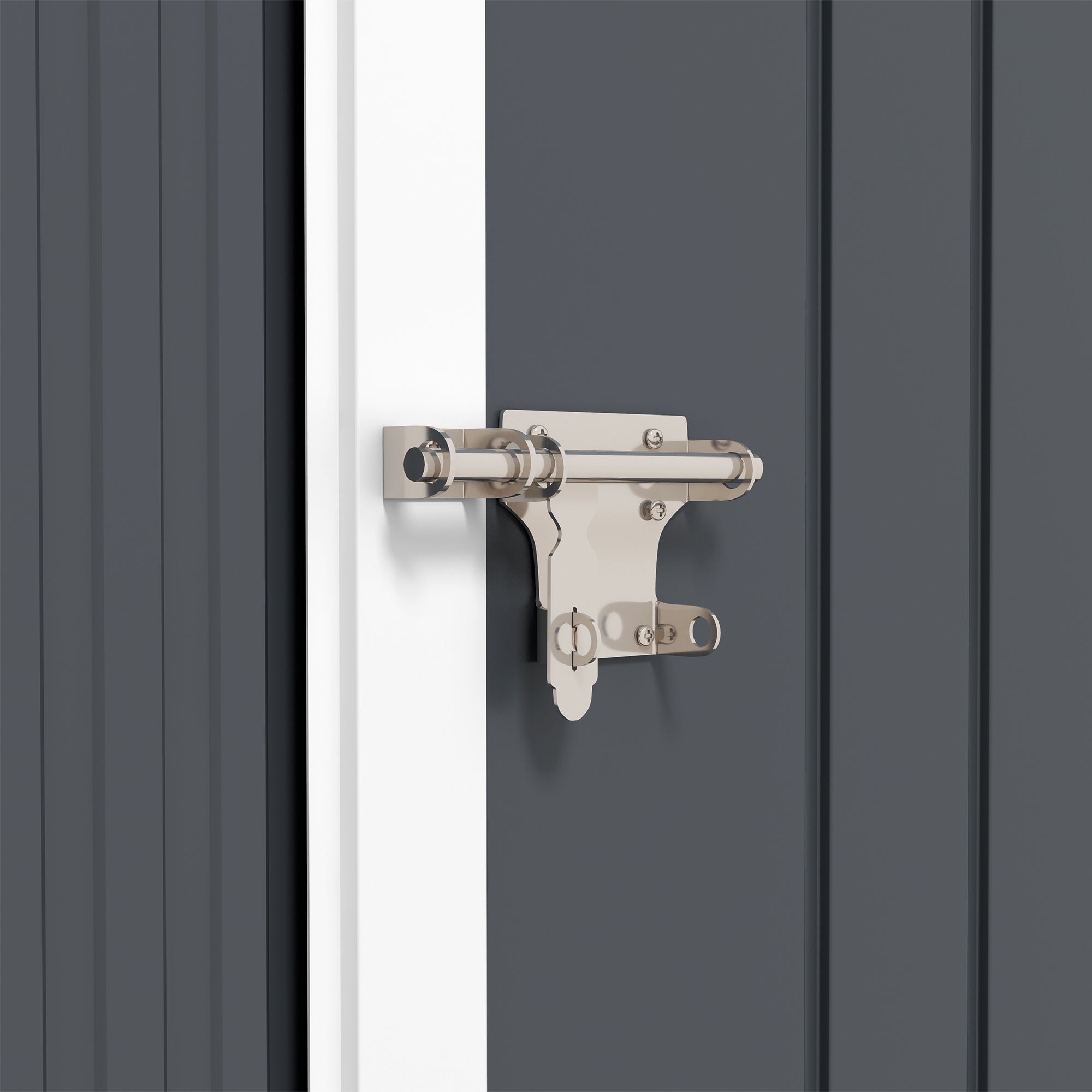 Outsunny Gartenschuppen, Metallgerätehaus, Doppeltür, Fenster, 259x172x222 cm, Grau/Weiß