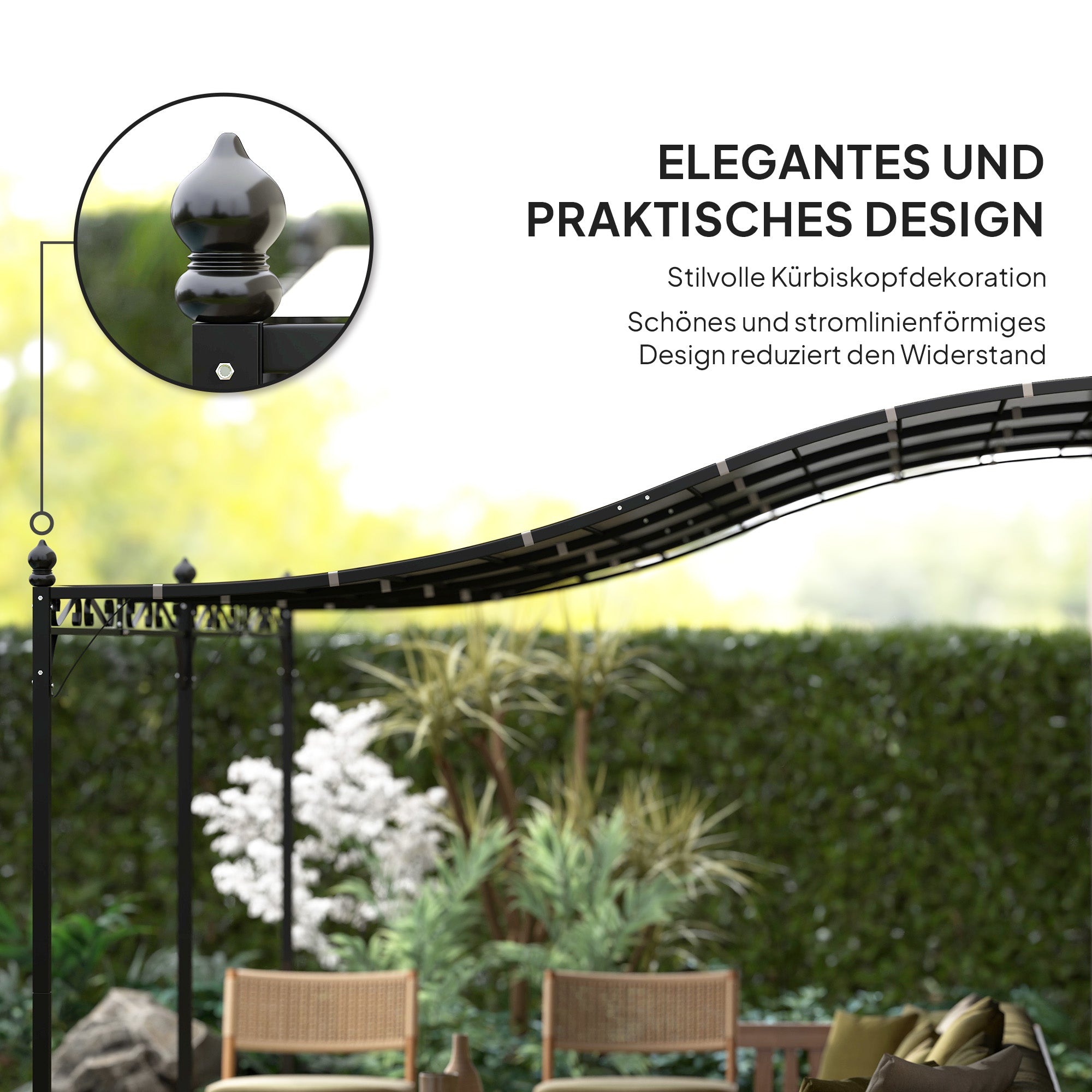 Outsunny 3 x 5 m Pergola, Flexibles Gartendach mit wasserfester Plane und Metallrahmen, Schattenspender, Dunkelgrau