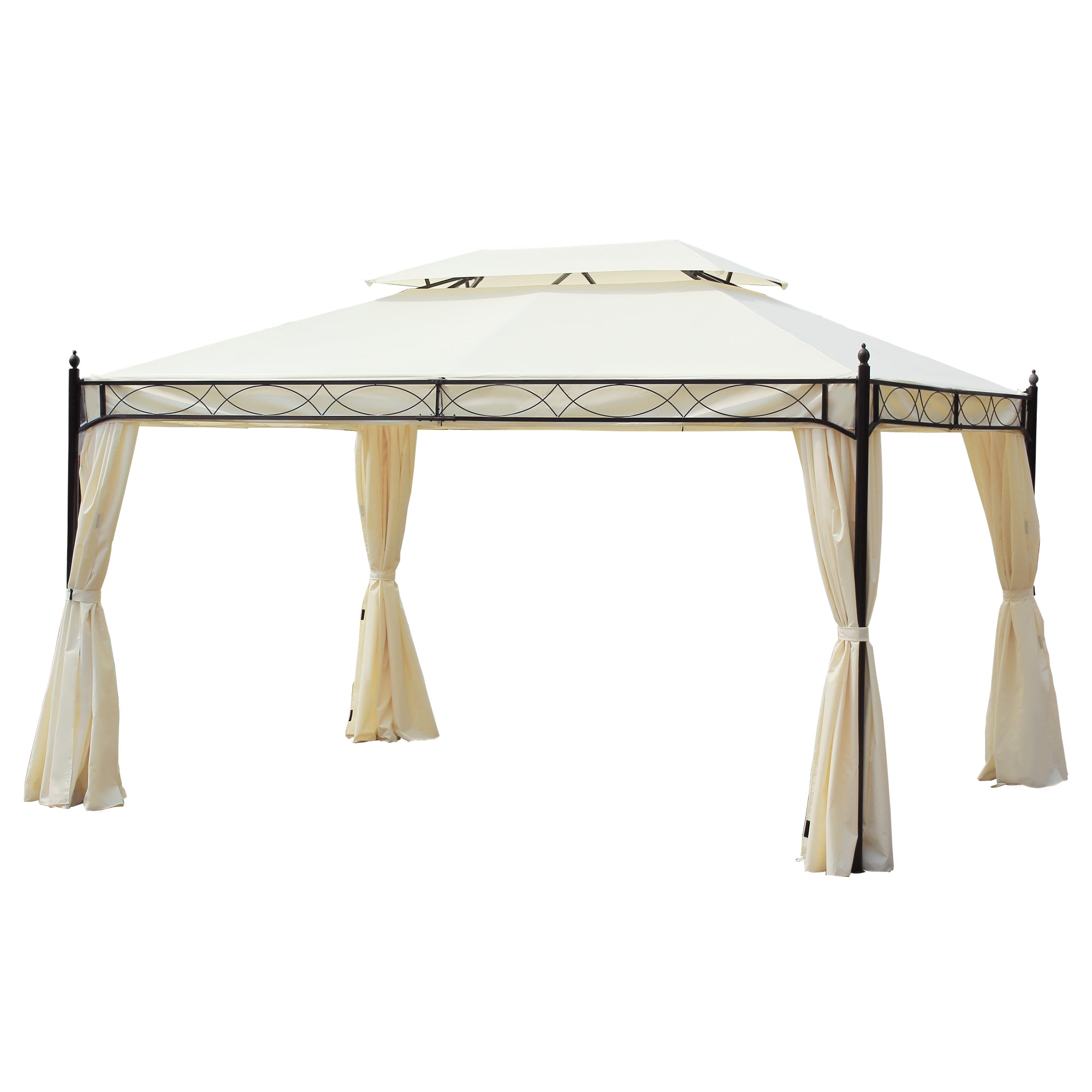 Outsunny Luxus Pavillon Gartenpavillon Partyzelt Festzelt Gartenzelt Pagode 3x4 m Creme