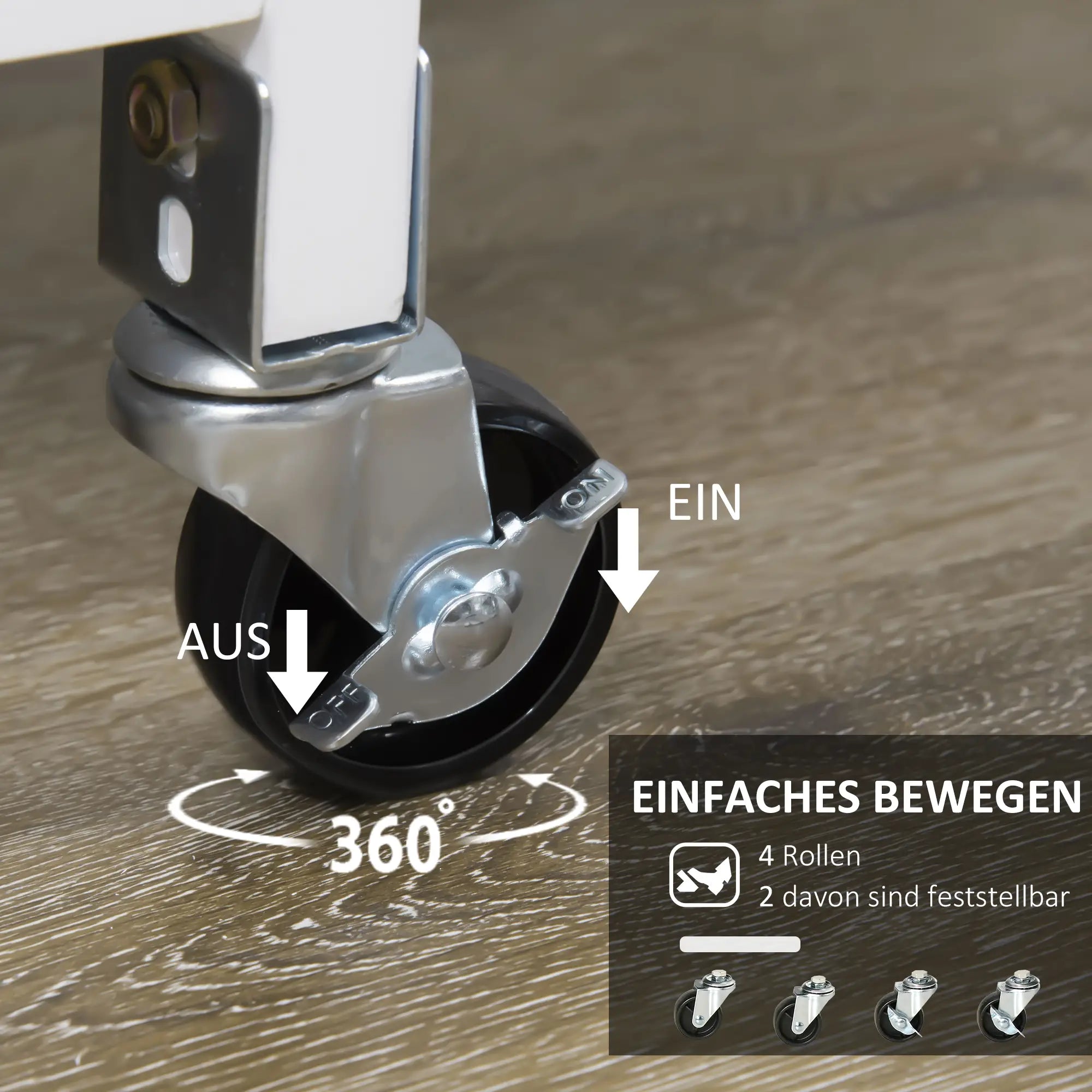 HOMCOM Küchenwagen im Landhausstil Kücheninsel Küchentrolley mit 3 Schubladen, Weiß