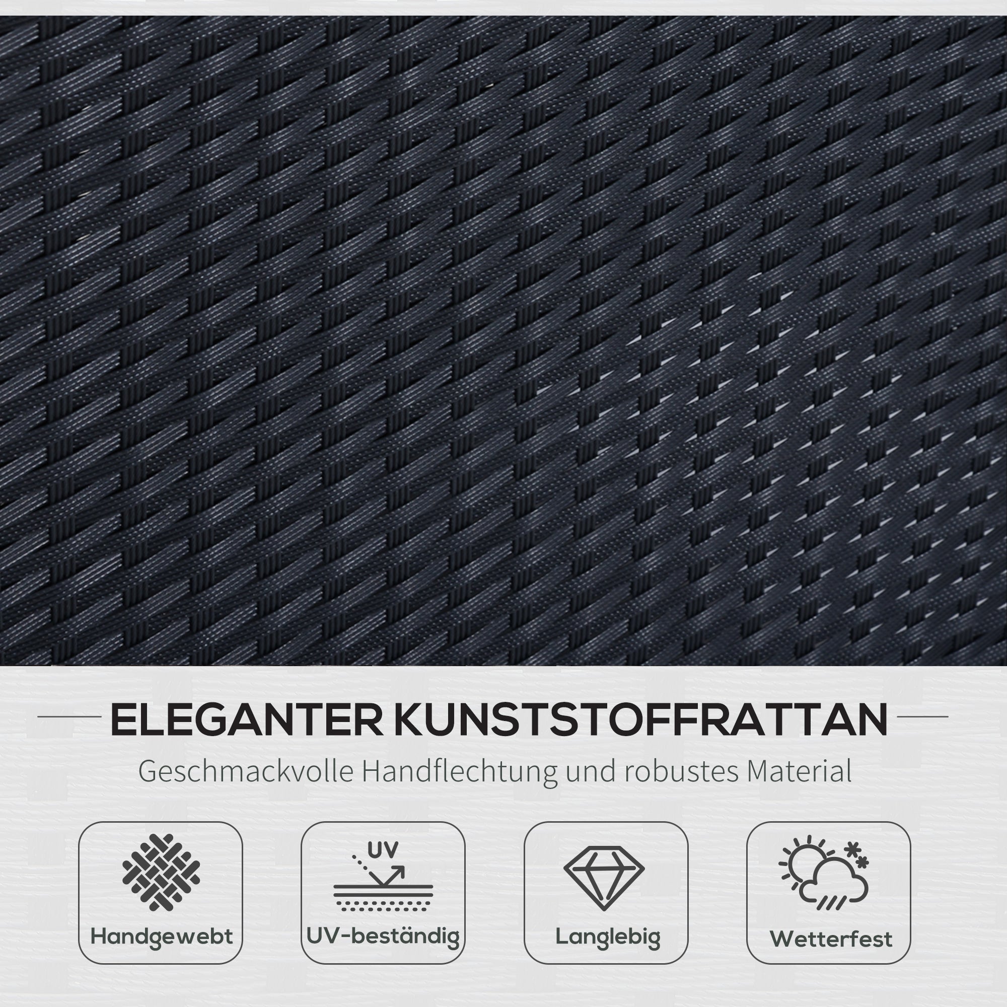 Outsunny Gartenmöbel-Set aus PE-Rattan für 7 Personen, abnehmbare Polster, Cremeweiß + Schwarz