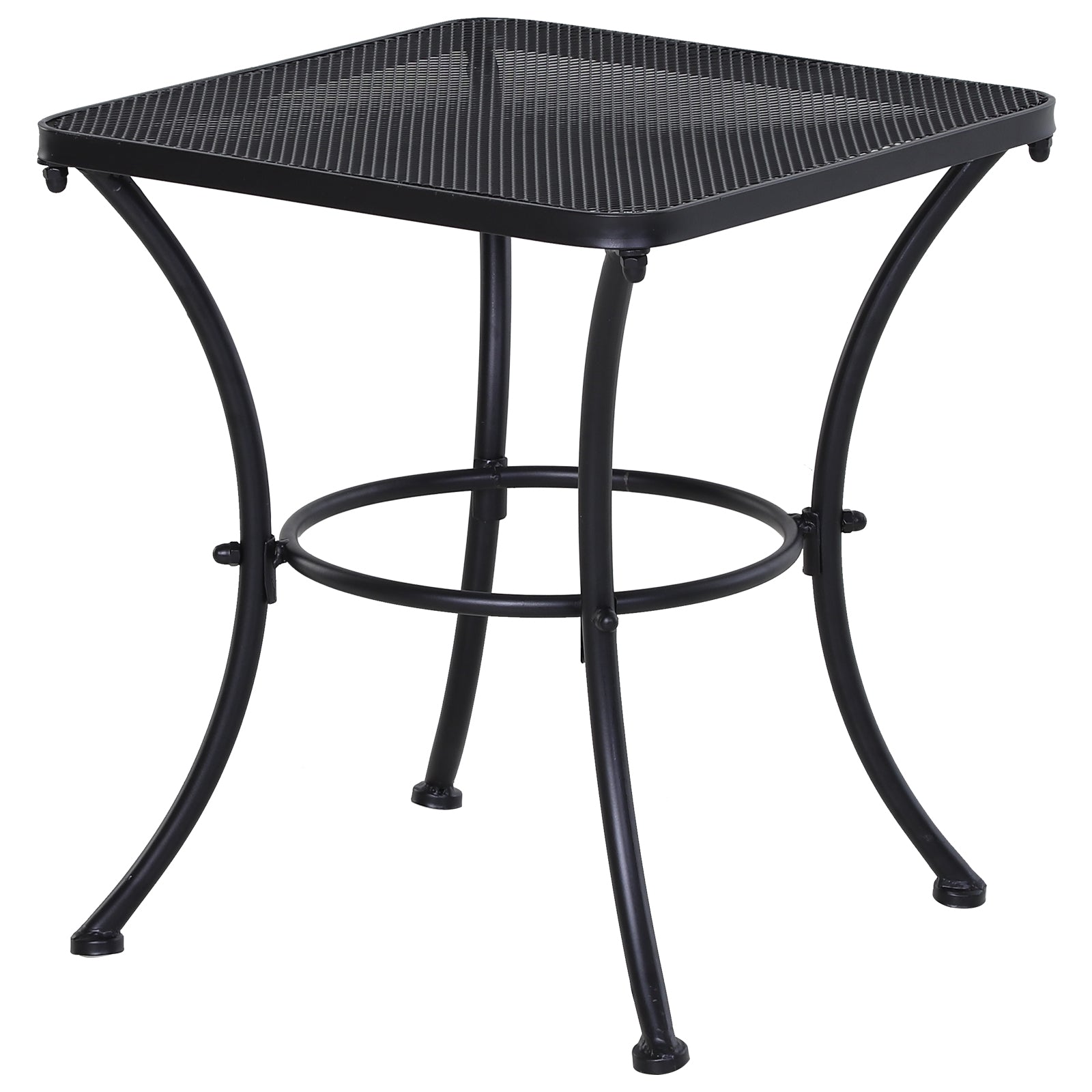 Outsunny Garten Couchtisch, Beistelltisch, Gartentisch, Kaffeetisch, Metall, Schwarz, Terrasse, 45 x 45 x 50 cm