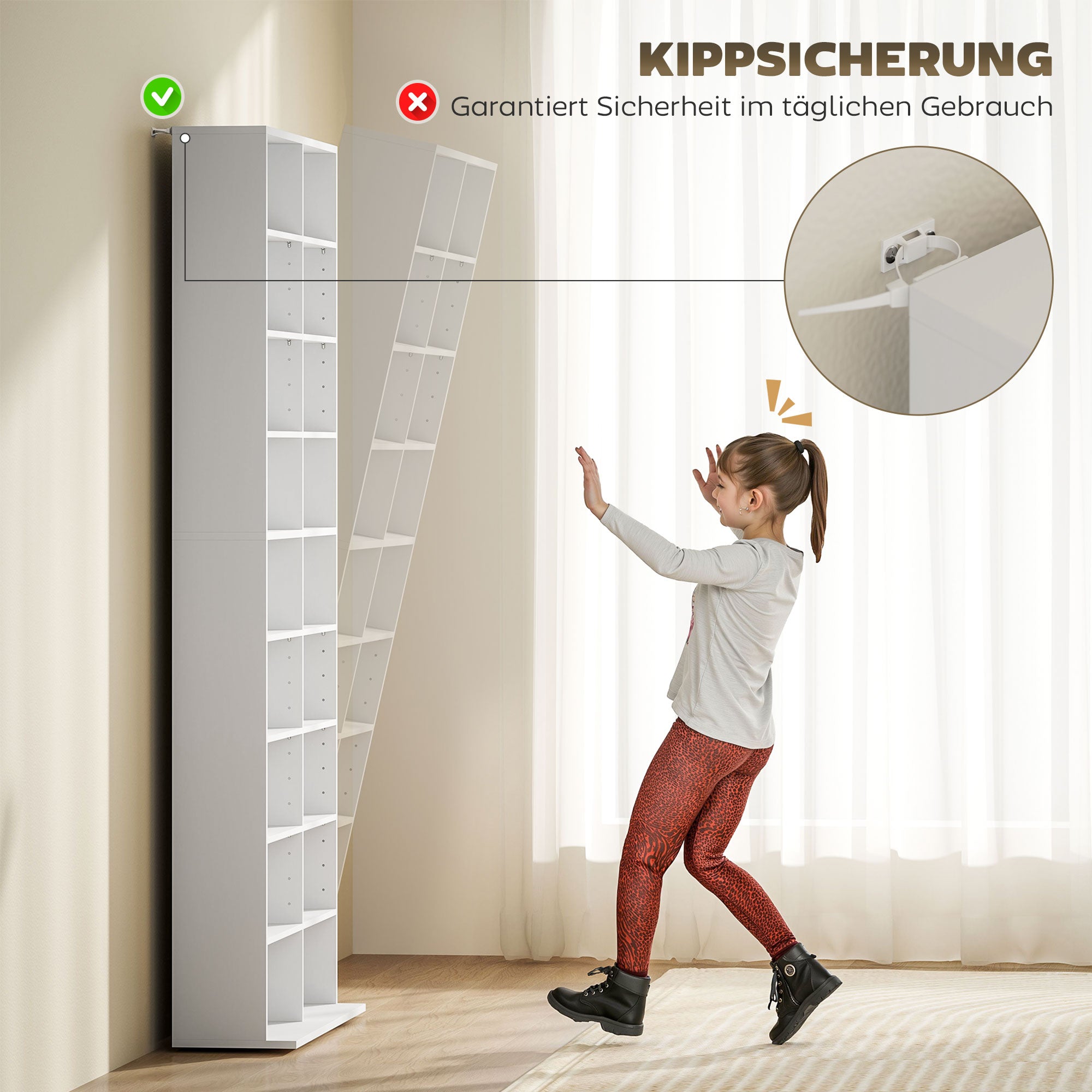 HOMCOM DVD-Regal, CD-Aufbewahrungsregal, 14 anpassbare Regale, 18 Fächer, 175 cm, Blu-ray-Regal, Spanplatte, Weiß