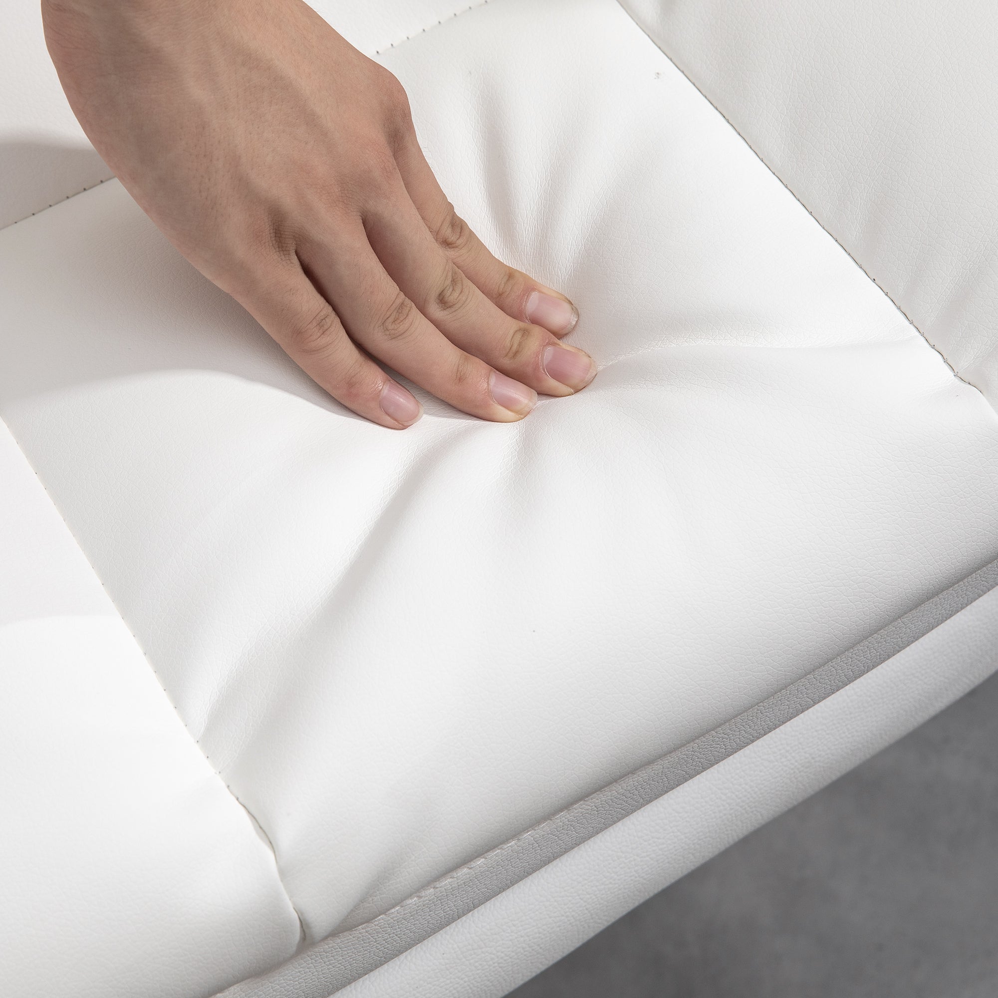 HOMCOM Ergonomischer Bürostuhl, höhenverstellbar 48-56 cm, neigbare Rückenlehne, Fußstütze, Weiß