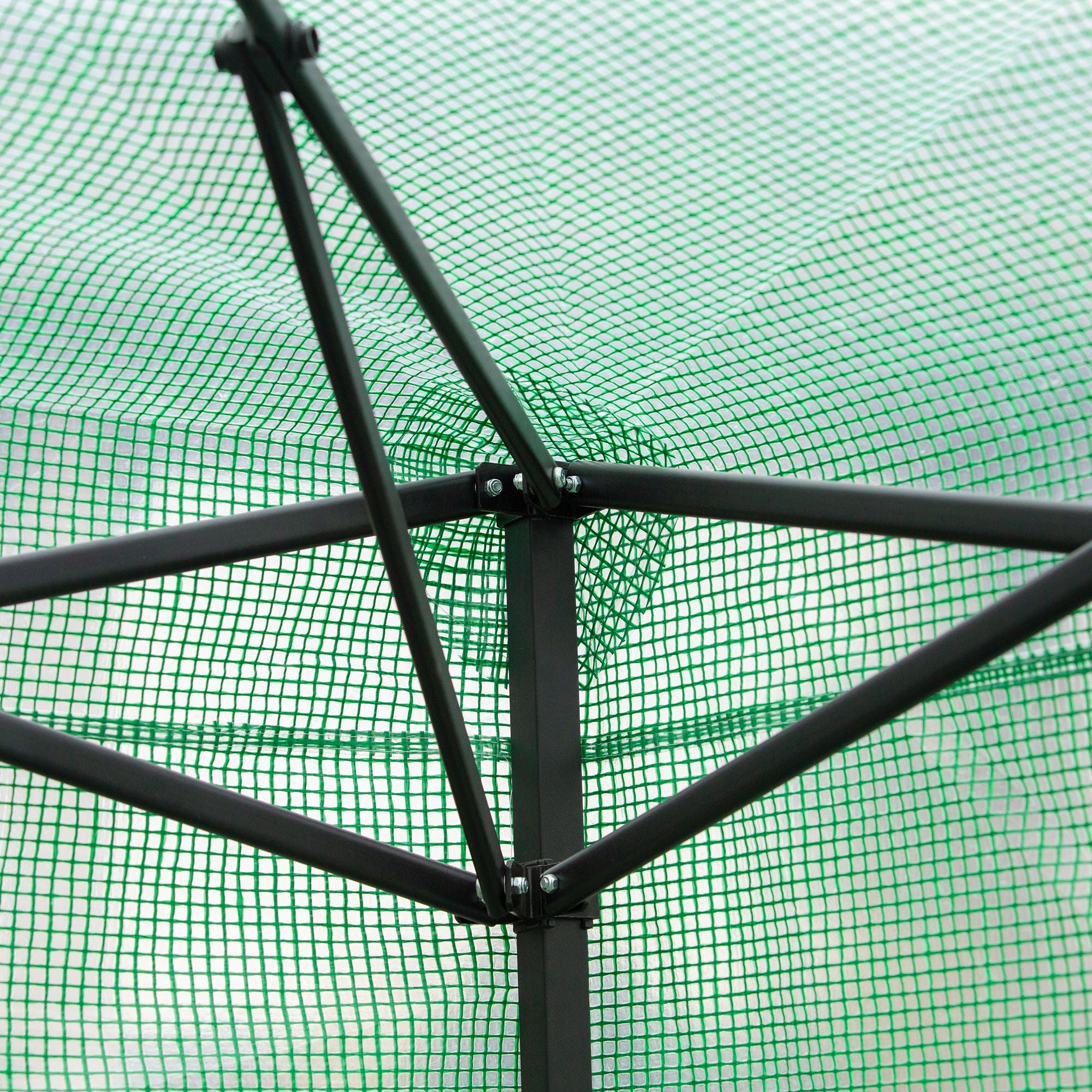 Outsunny Gewächshaus Treibhaus Tomatenhaus Frühbeet mit Tür und Fenster zum Aufrollen PE Stahl Dunkelgrün 238 x 178 x 240 cm