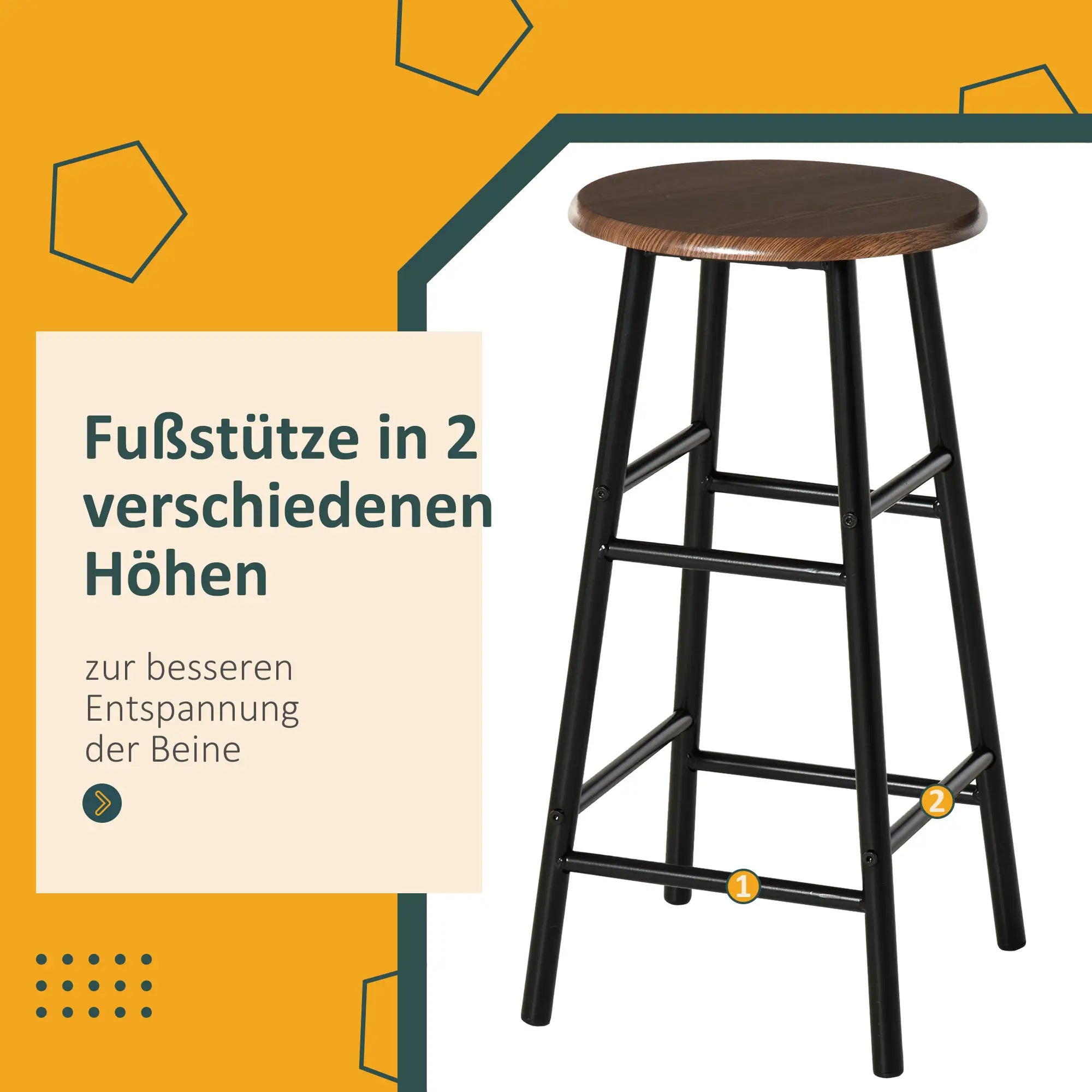 HOMCOM 3-teiliges Bartisch-Set mit Lagerregal, Schwarz