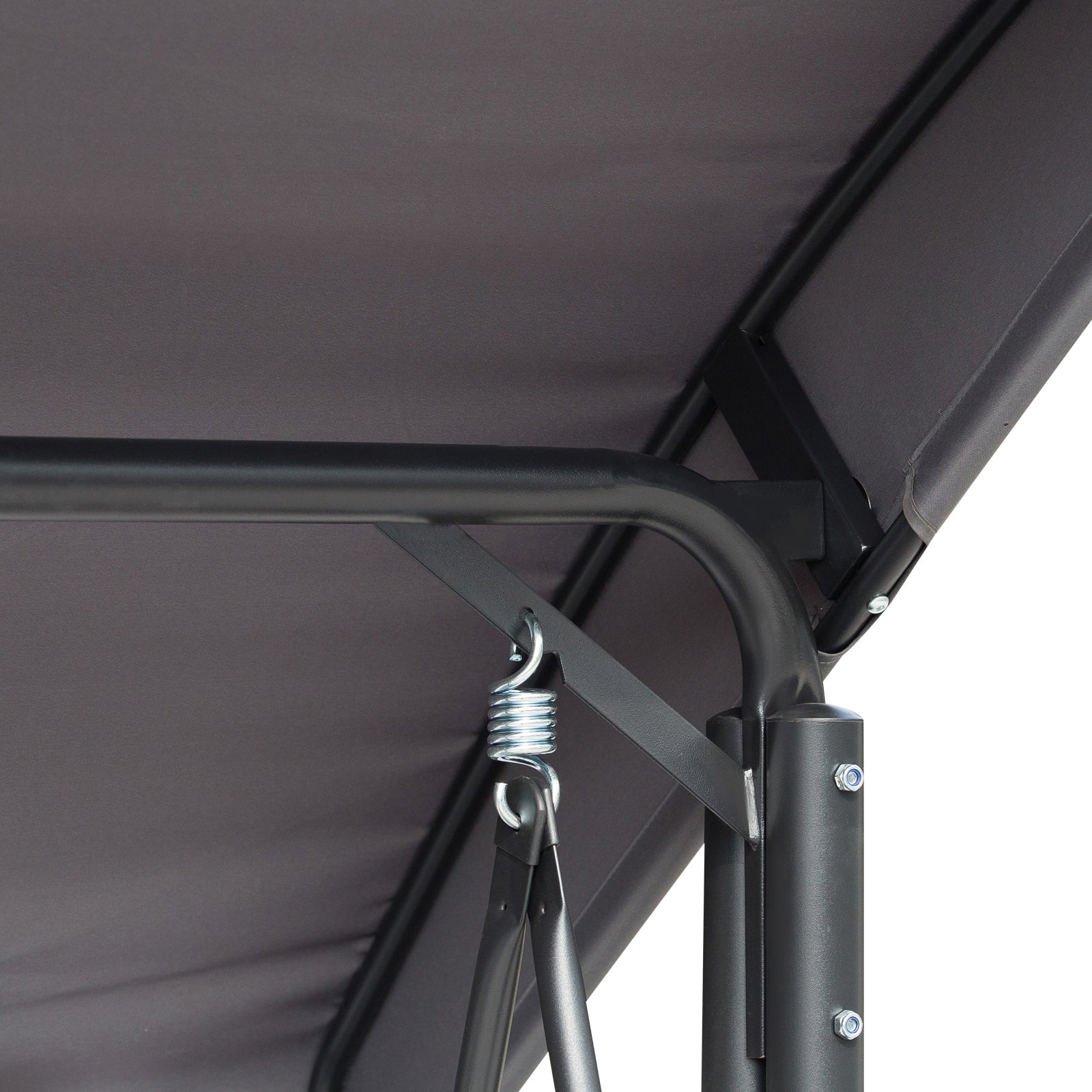 Outsunny Hollywoodschaukel mit Seitentasche, 3-Sitzer Gartenschaukel mit verstellbarem Sonnendach, Schaukelbank belast bis 300kg, für Garten, Terrasse, 196 x 128 x 172 cm, Dunkelgrau