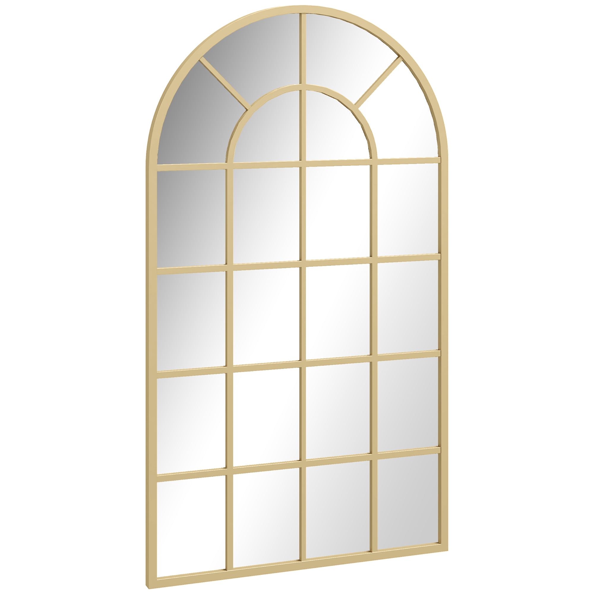 HOMCOM Wandspiegel, Fenster-Design, Flurspiegel, Metallrahmen, 110 x 65 cm, Gold