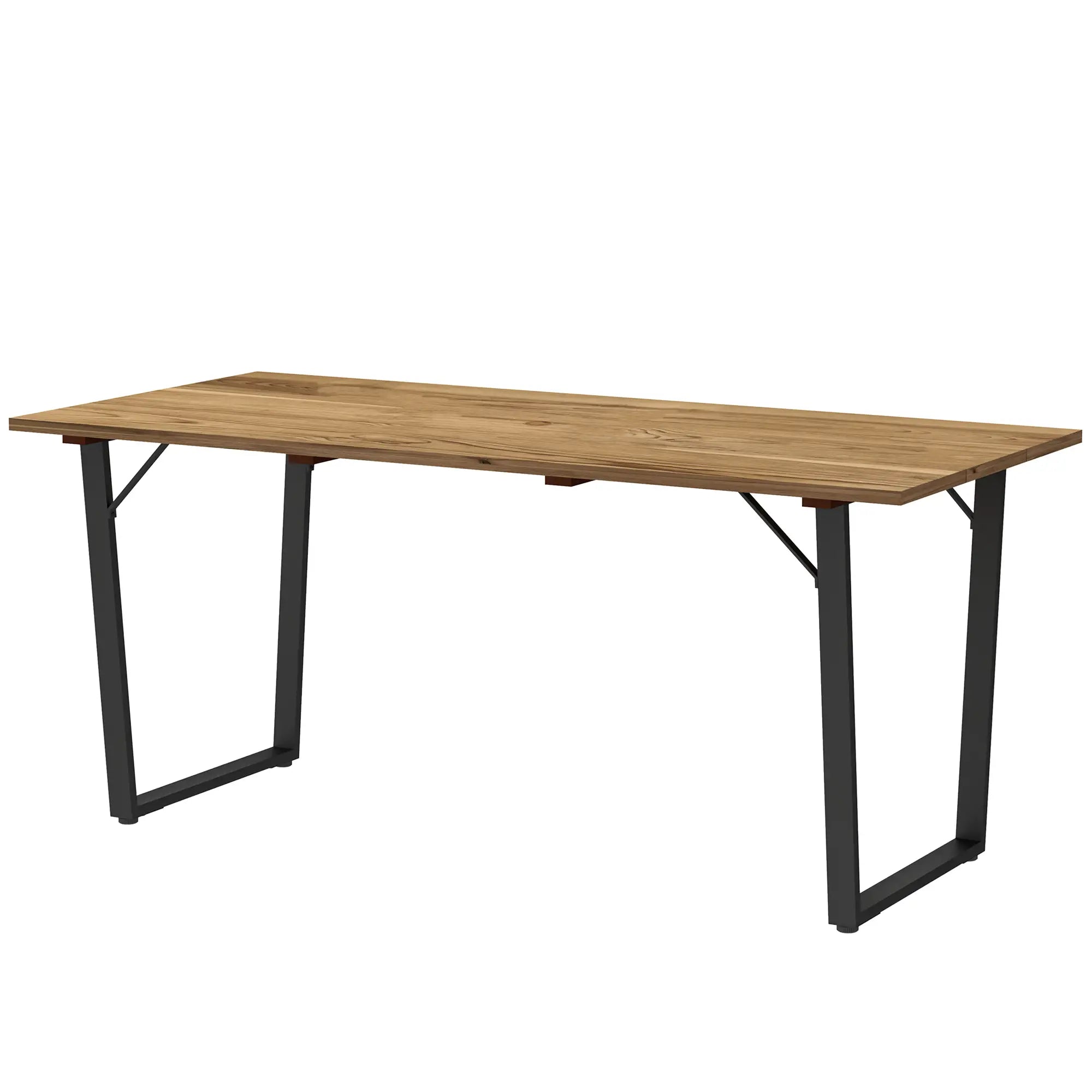Outsunny Gartentisch Holz 175x80 cm Wetterfest Balkontisch mit Schirmloch Buffettisch für 6 Personen Braun