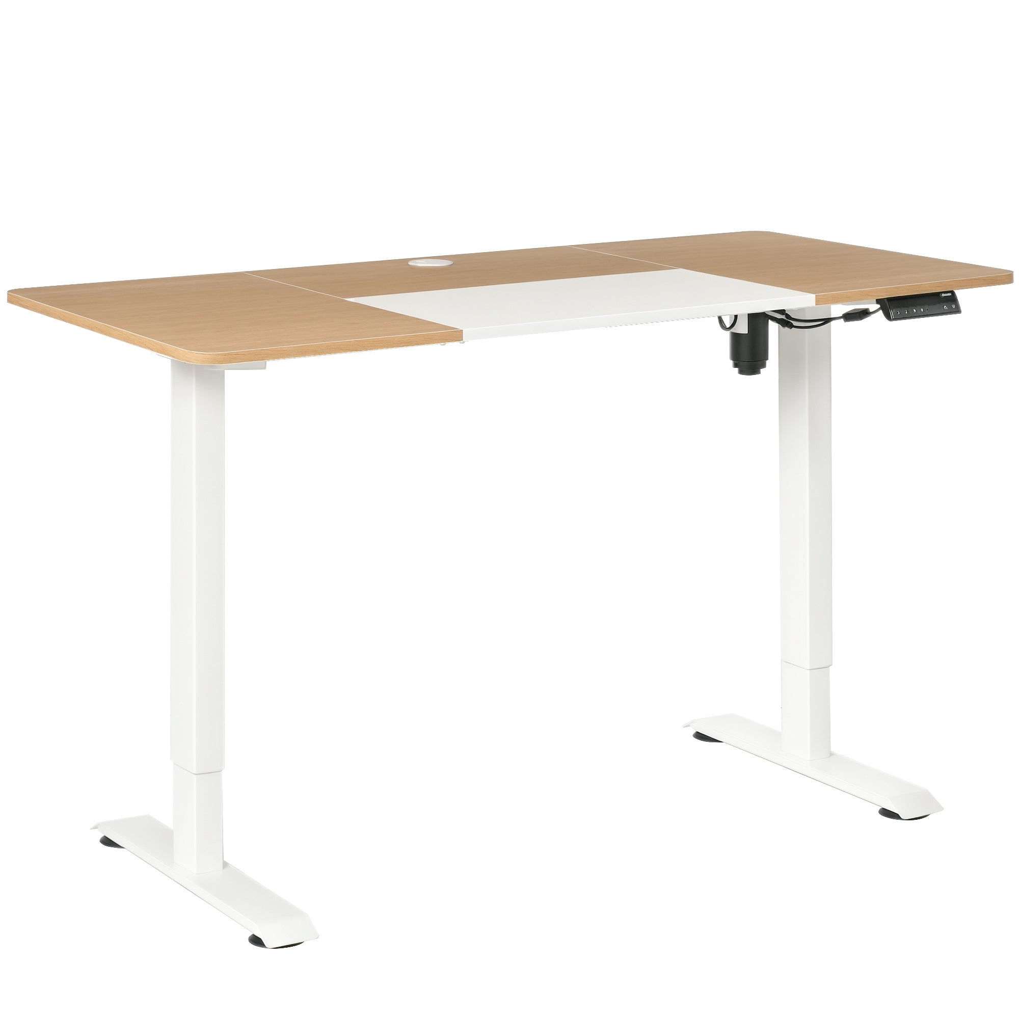 Vinsetto Höhenverstellbarer Schreibtisch Elektrisch 140 x 70 cm Computertisch mit 4 Memory-Steuerung, 4 tlg. Tischplatte, Steh-Sitz Tisch mit Anti-Kollision, Überhitzungsschutz Weiß