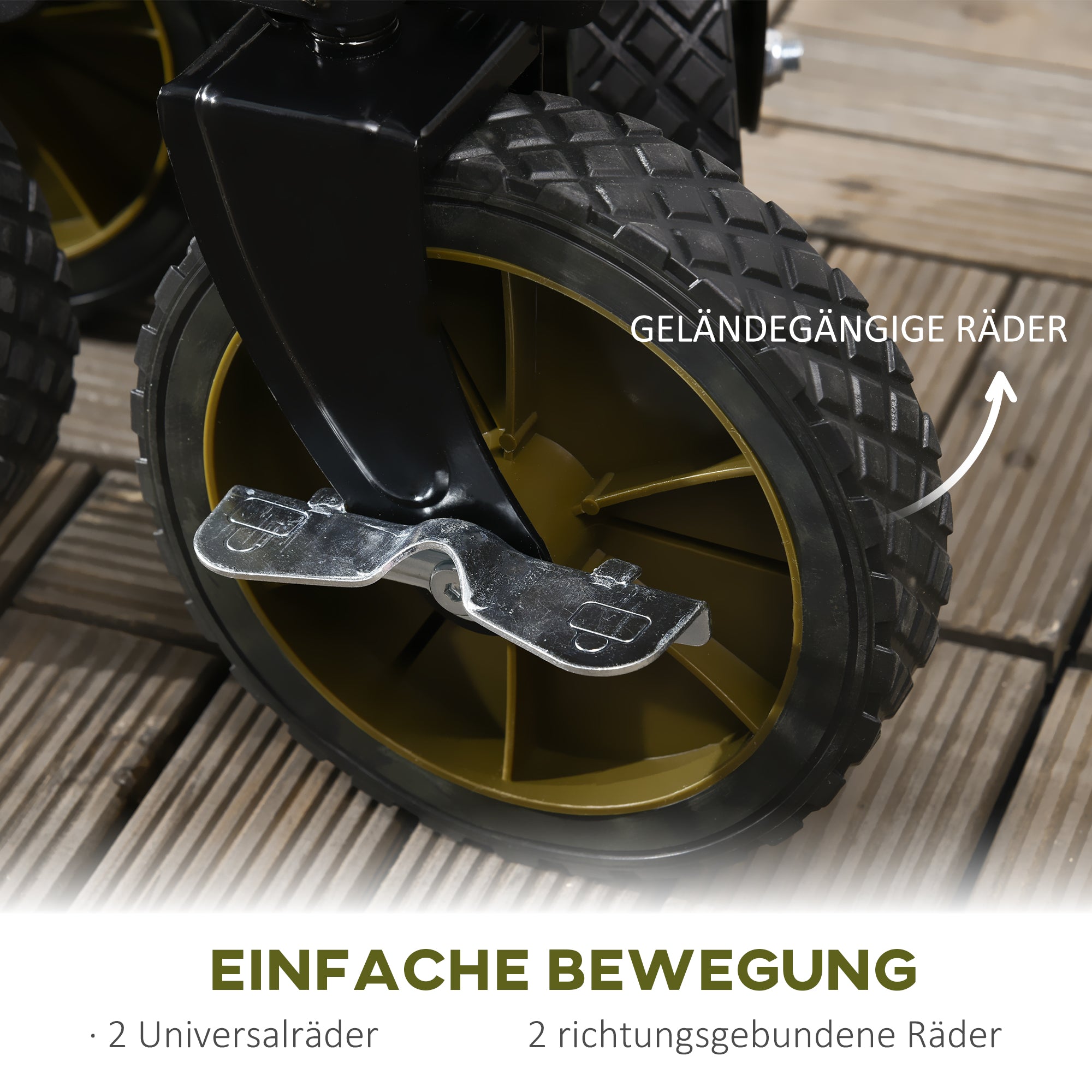 Outsunny Bollerwagen, klappbar, 5 Seitentaschen, verstellbarer Griff, bis 120 kg belastbar, Stahl, 108 x 55 x 93 cm, Grün