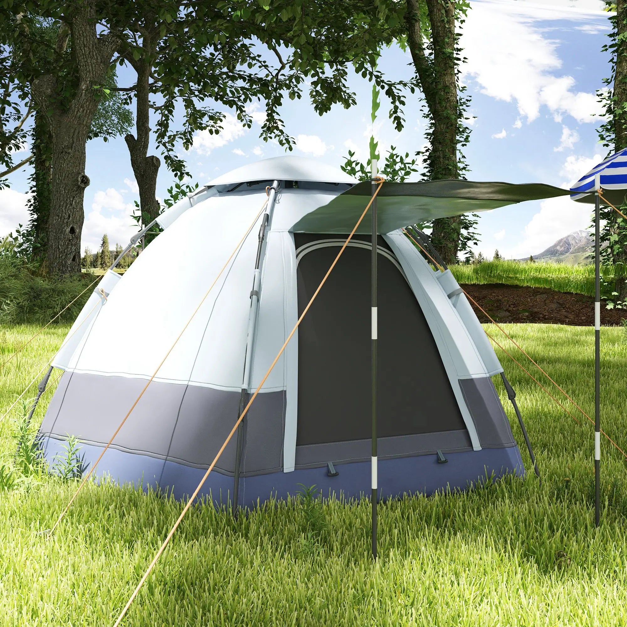 Outsunny Campingzelt 3–4 Personen, Kuppelzelt grau-schwarz