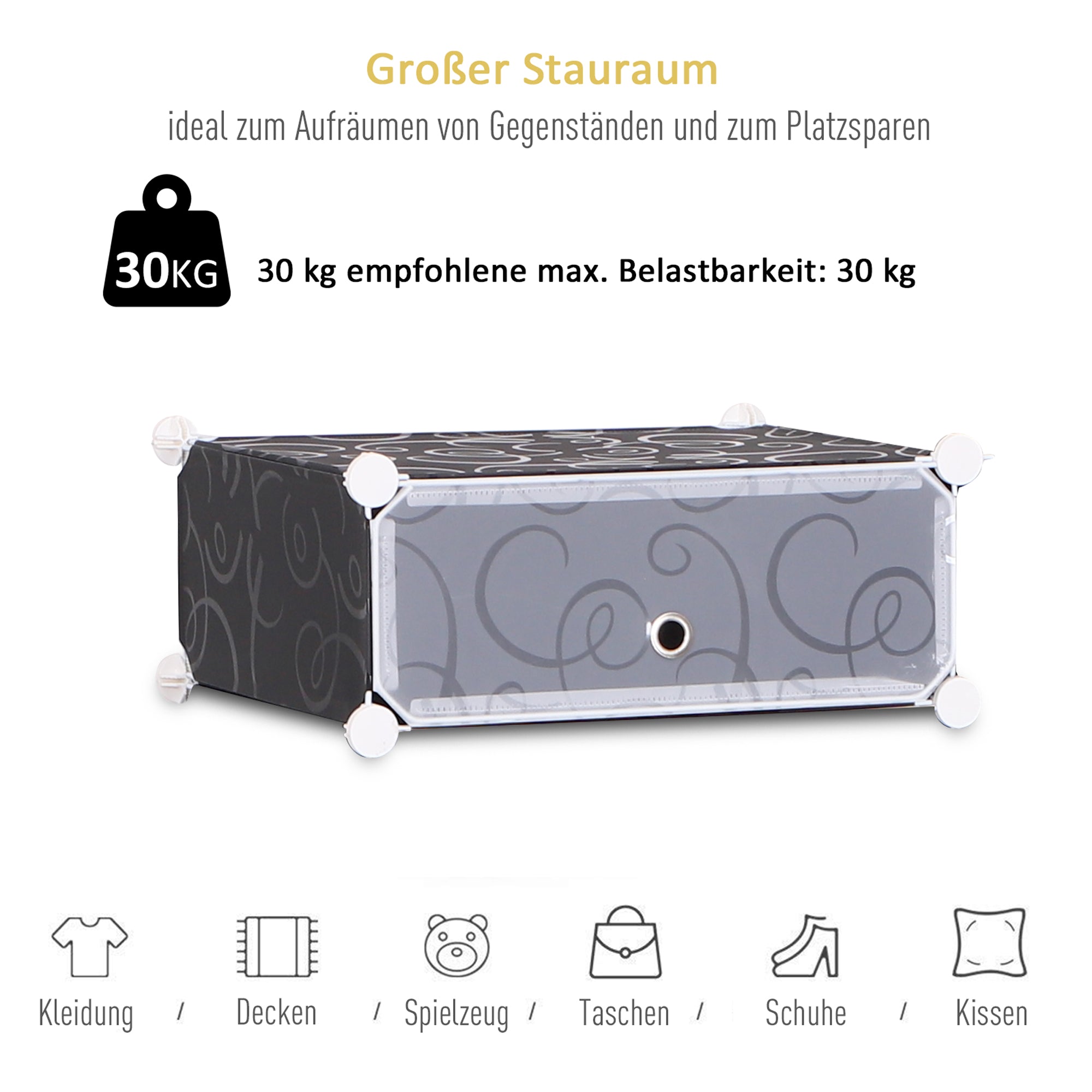 HOMCOM Schuhboxen 16er Set Schuhkarton stapelbar Schuhorganizer Schuhaufbewahrung Aufbewahrungsboxen Regalsystem mit Tür, Schwarz + Weiß