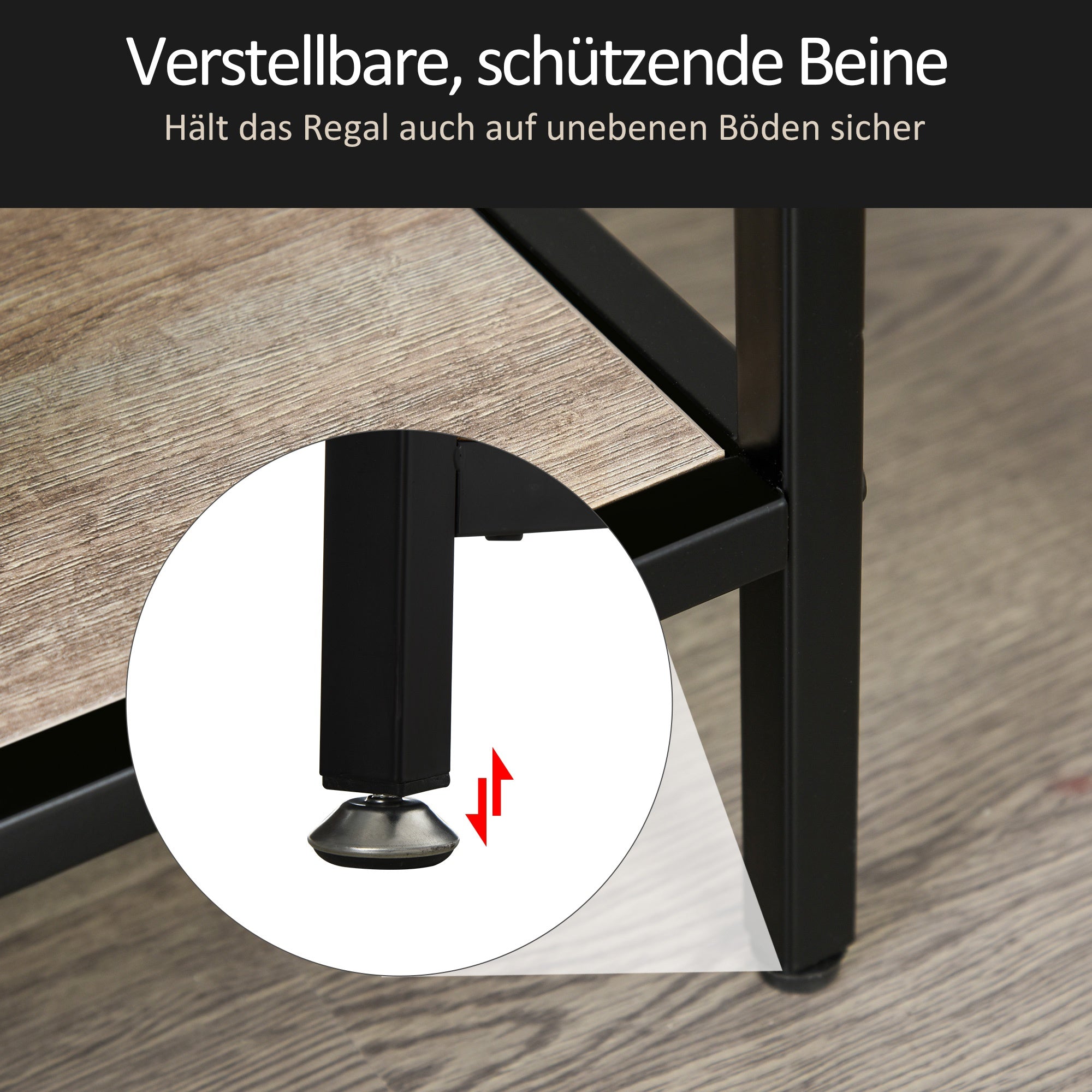 HOMCOM Standregal, Bücherregal Lagerregal Industrieller Stil, Aktenregal, Küchenregal, P2 Spanplatte, Metall, Schwarz+helle Eiche, 120 x 32 x 95 cm