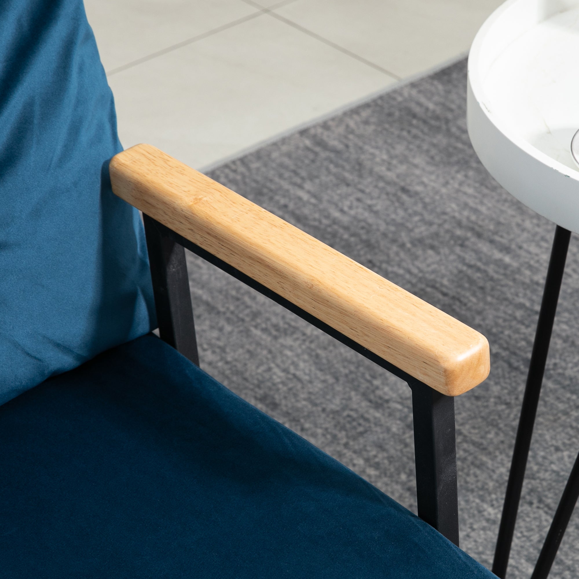 HOMCOM Schlafsofa 2er-Sofa Samtsofa, Schlaffunktion, inkl. 2 Kissen, Samtoptik, Natur + Blau