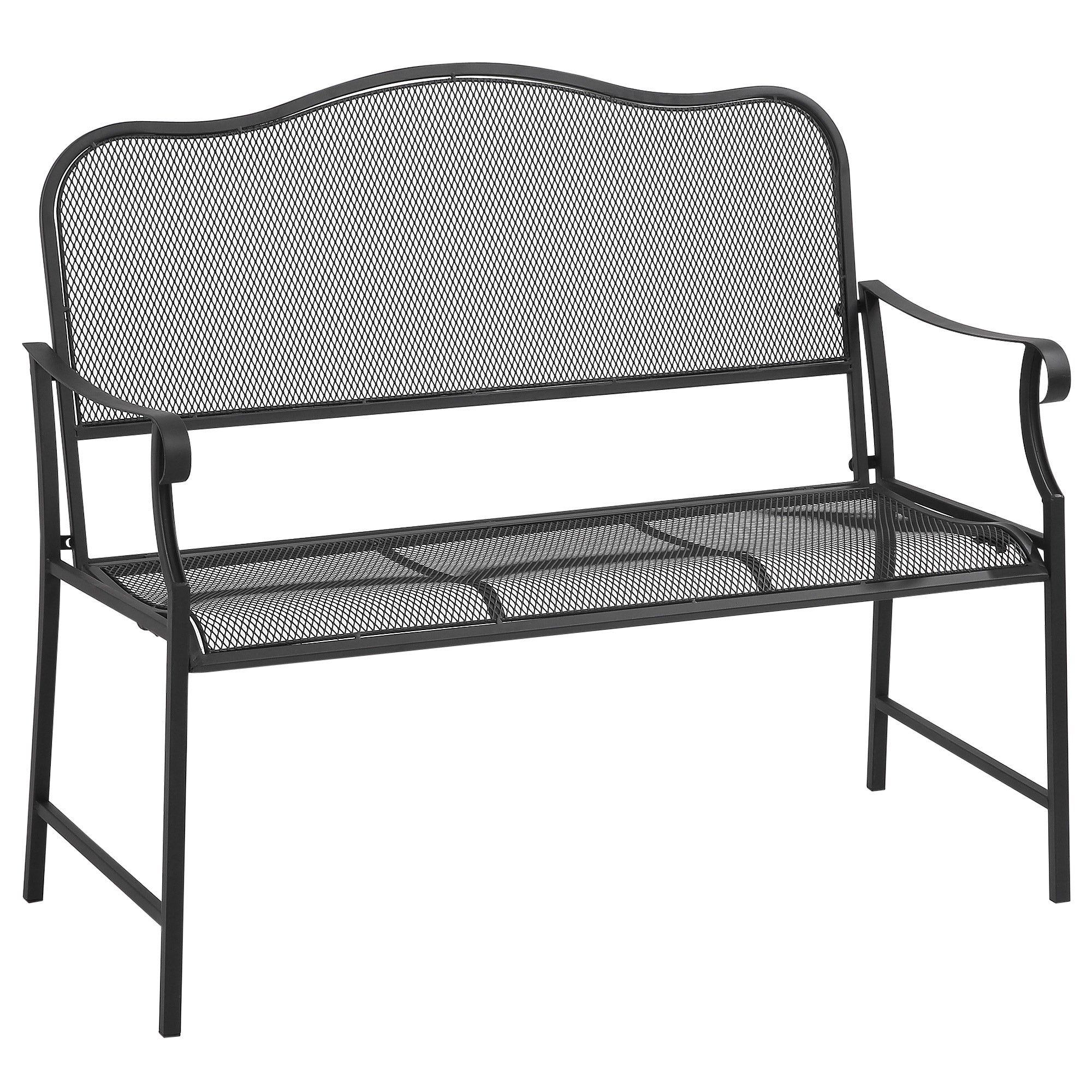 Outsunny Nostalgische Gartenbank aus Metall, 2-Sitzer, wetterbeständig, schwarz, 113 cm x 58 cm x 98 cm