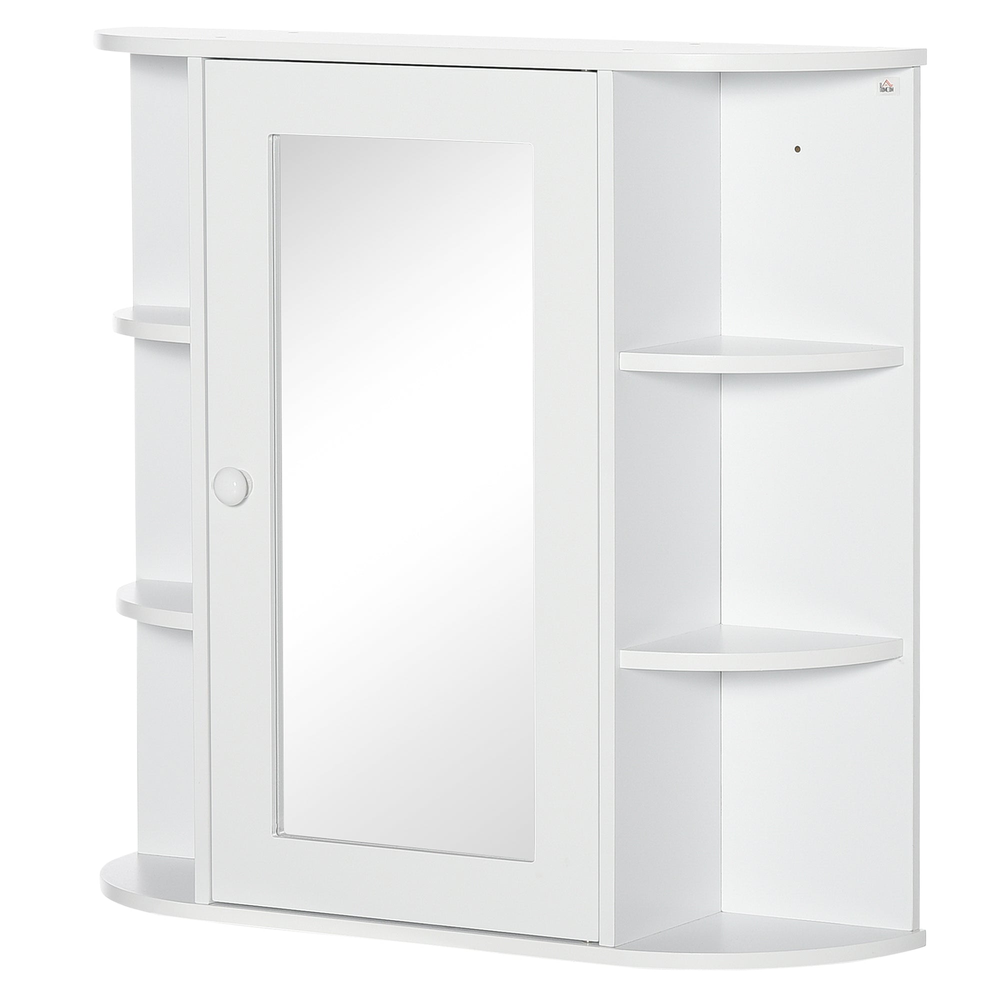 HOMCOM Spiegelschrank Badschrank Badezimmerschrank, 8 Fächer, Spiegeltüren, wasserbeständig, 66 cm x 17 cm x 63 cm, Weiß