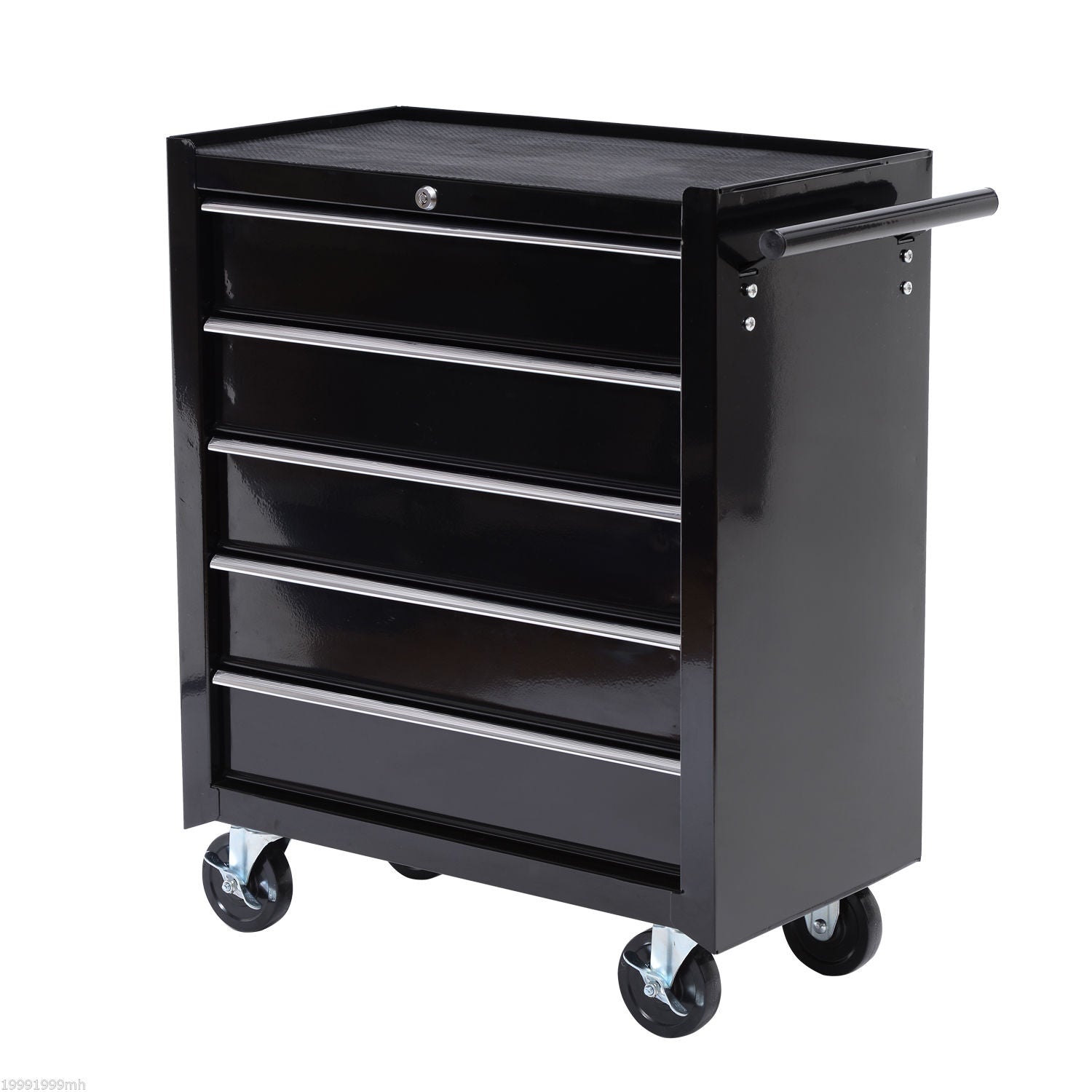 HOMCOM Werkzeugkiste, Werkzeugschrank, rollbar, 5 Schubladen, Stahl, Schwarz