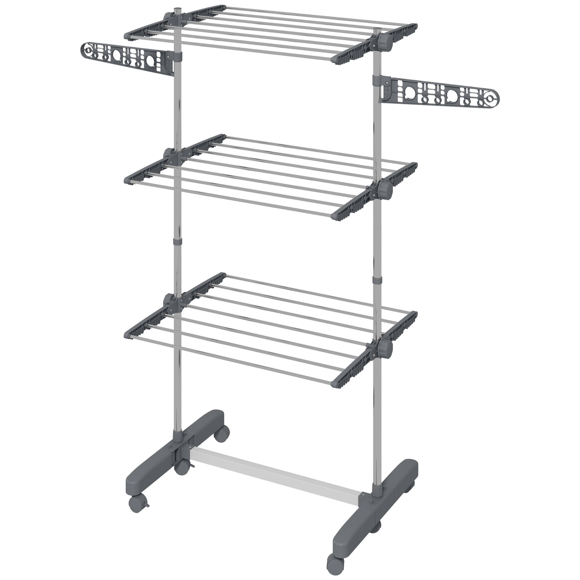 HOMCOM Wäschenständer Wäschetrockner. 4 Ebenen, klappbar, One-Klick-System, 142 cm x 55 cm x 152 cm Blau + Silber
