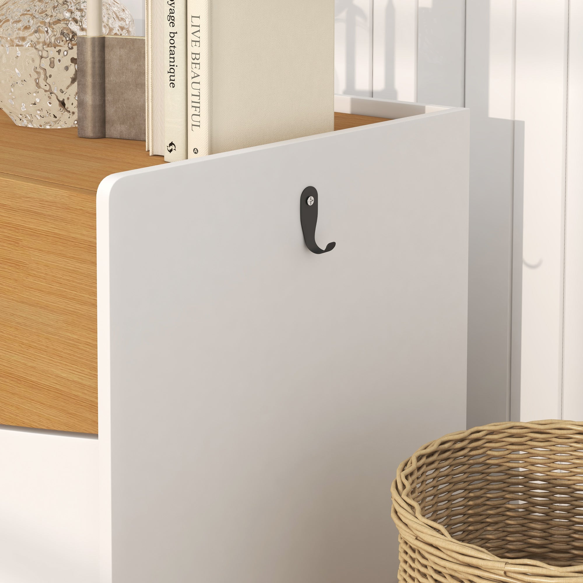 PawHut Katzentoilette, ausziehbar, Schrankdesign, Streufach, 78x50x51cm, Eiche/Weiß