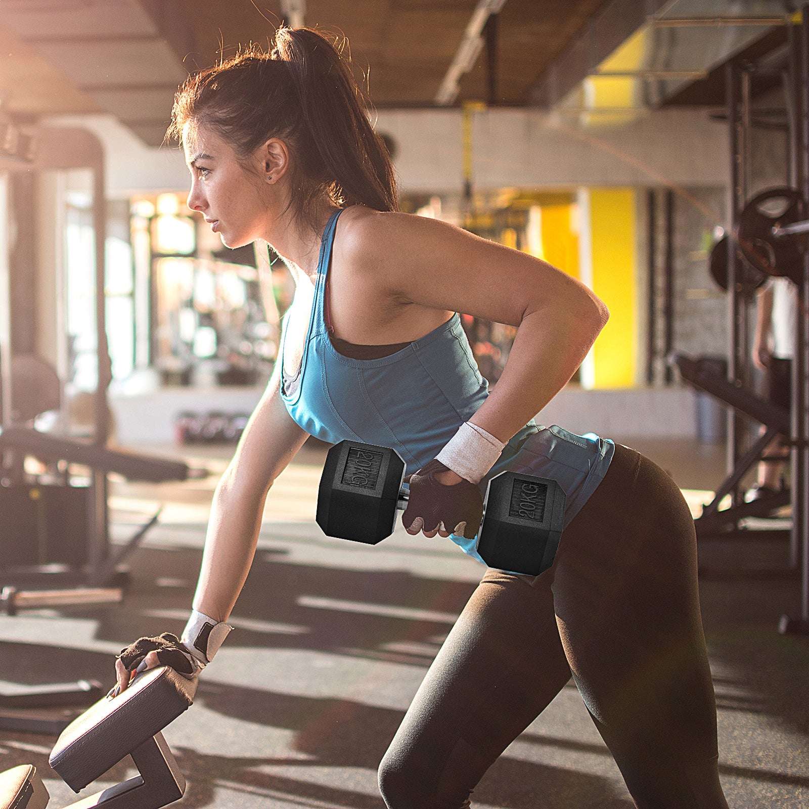 HOMCOM Hanteln mit gerändeltem Griff, Kurzhantel aus Gusseisen, 1 x 20kg, Kurzhanteln für Männer und Frauen, Dumbbell für Zuhause, Fitnessstudio, Krafttraining