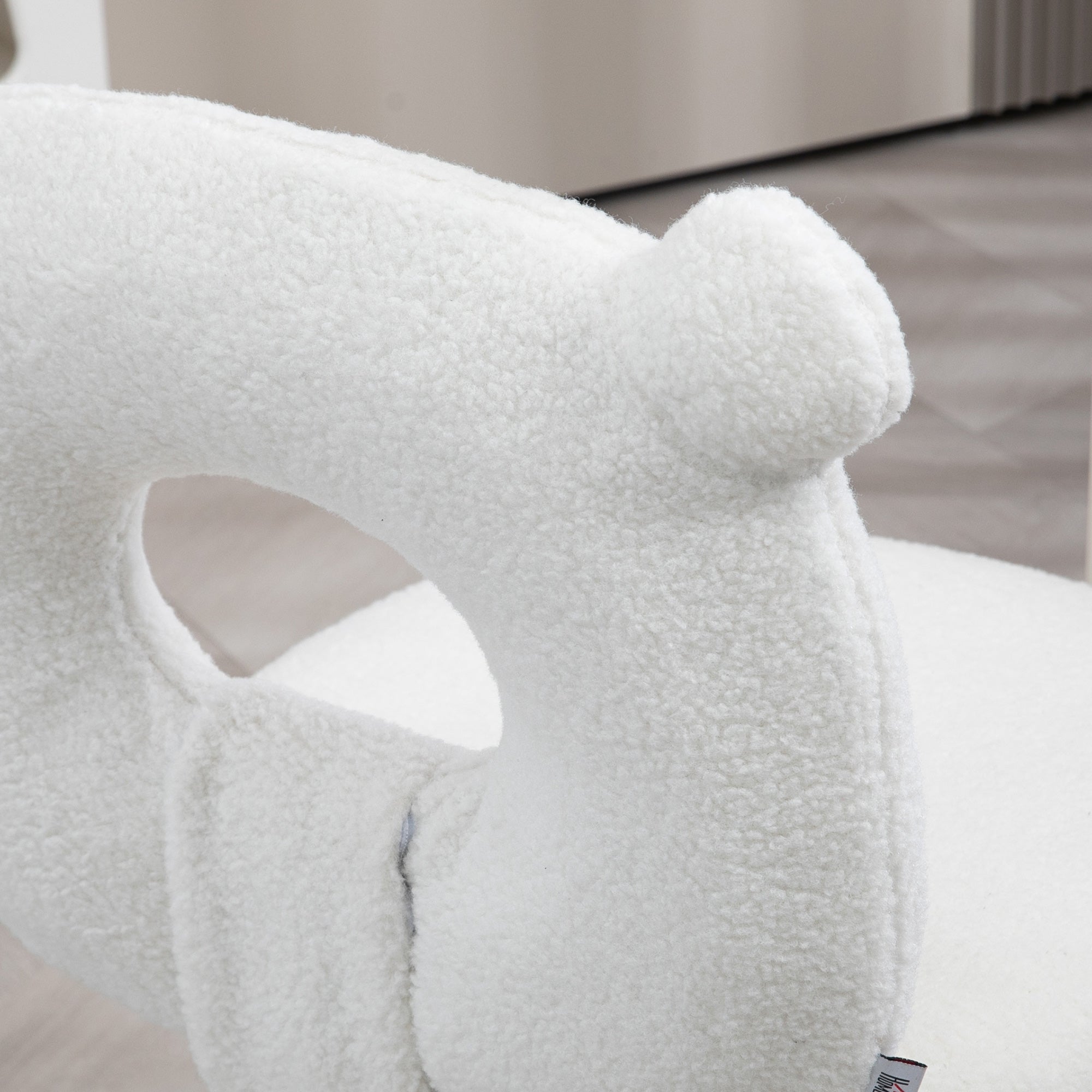 HOMCOM Bürostuhl Schreibtischstuhl, höhenverstellbar, Teddyfell, 50 cm x 56 cm x 90 cm, Weiß